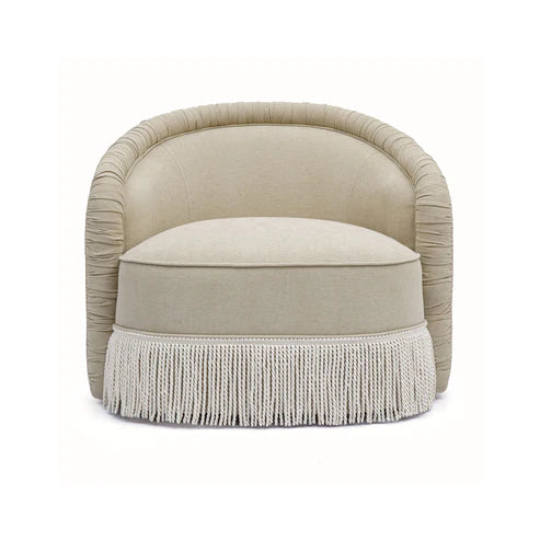 Pamela Tan Performance Chenille Tasseled Lounge Accent Chair