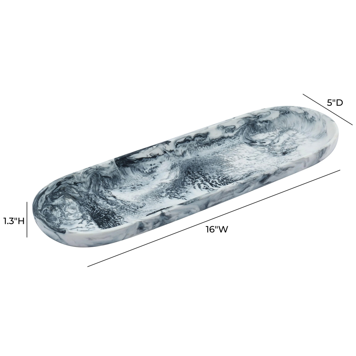 Mera Black & White Long Resin Serving Platter