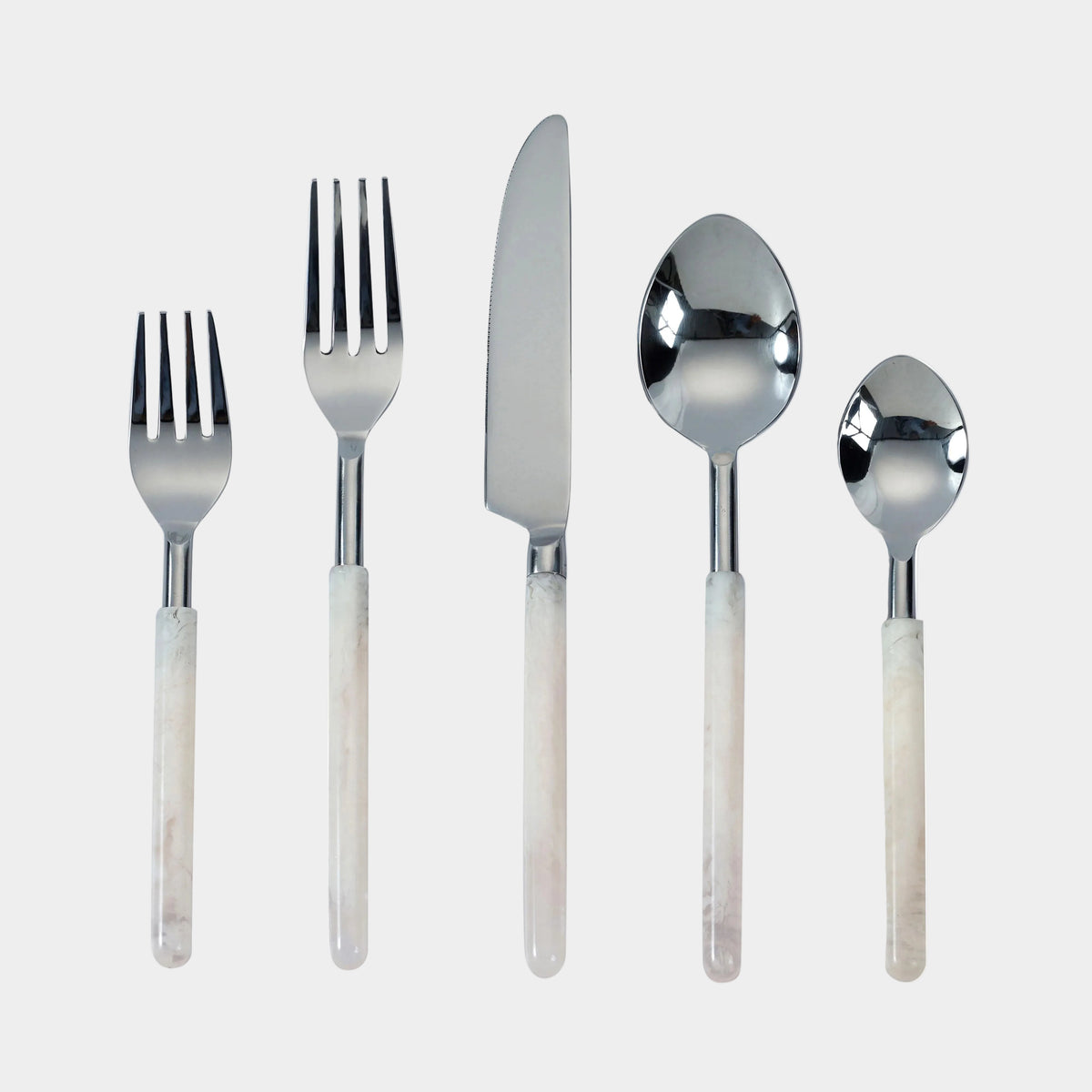 Frose Silver Stainless Steel Flatware - Set of 5 Pieces - Service For 1