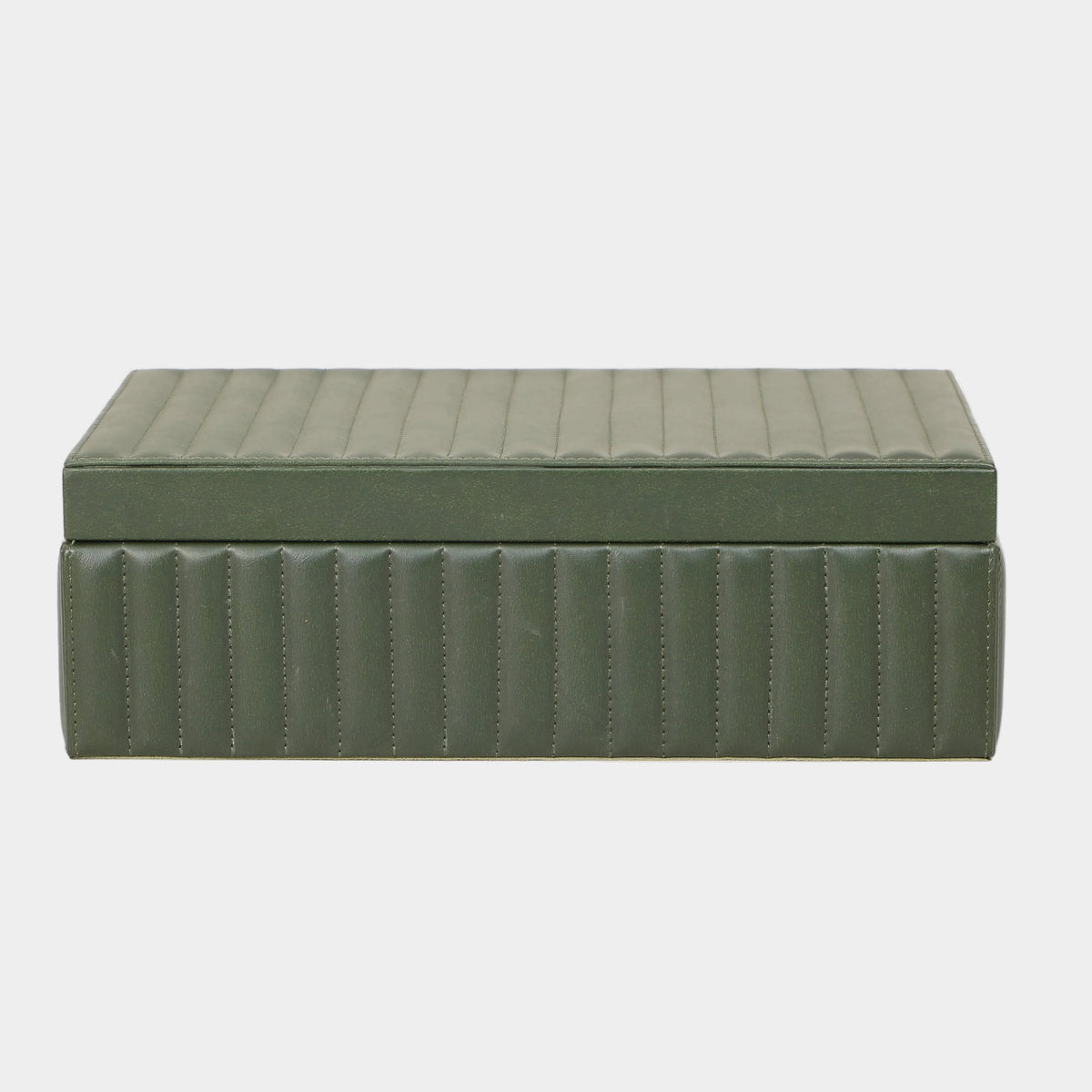 Eton Ribbed Green Vegan Leather Contract-Grade Storage Box