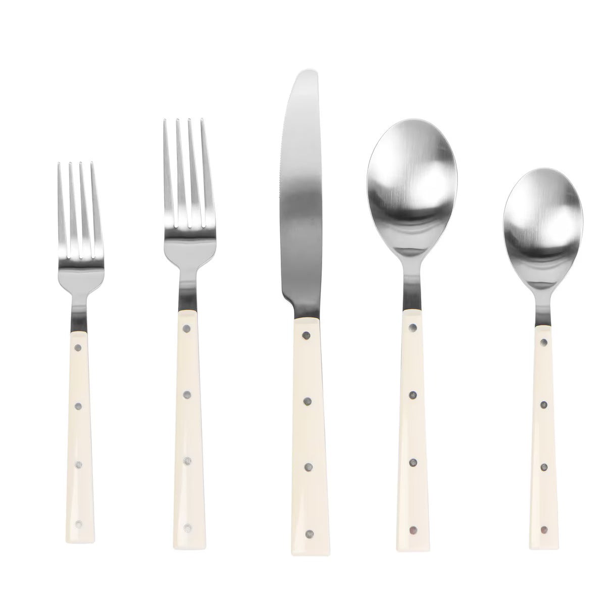 Soline Cream and Stainless Steel Flatware - Set of 20 Pieces