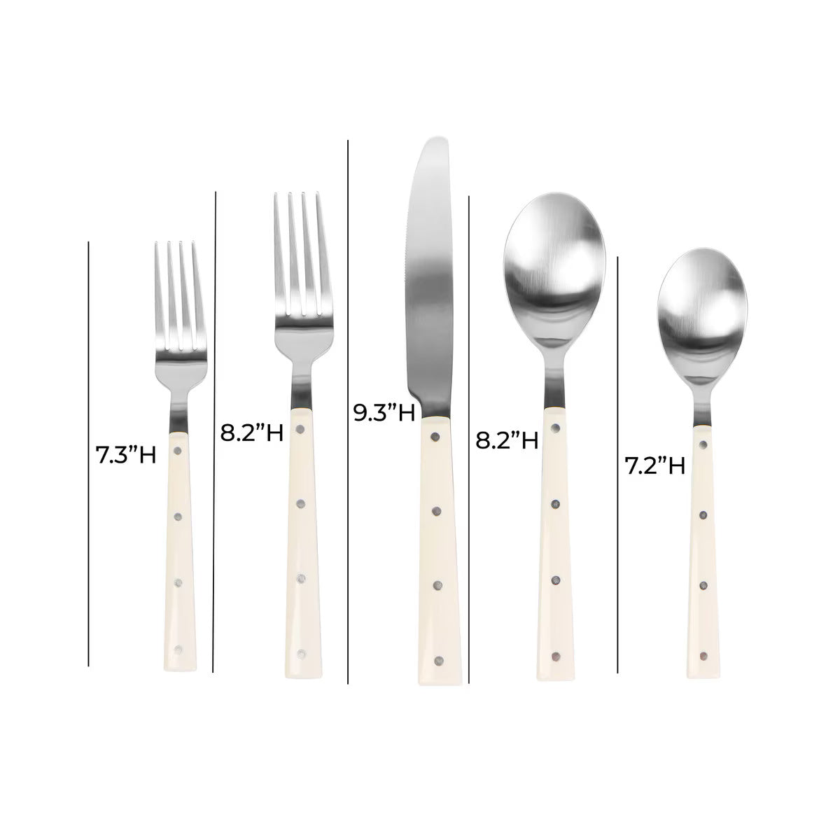 Soline Cream and Stainless Steel Flatware - Set of 20 Pieces