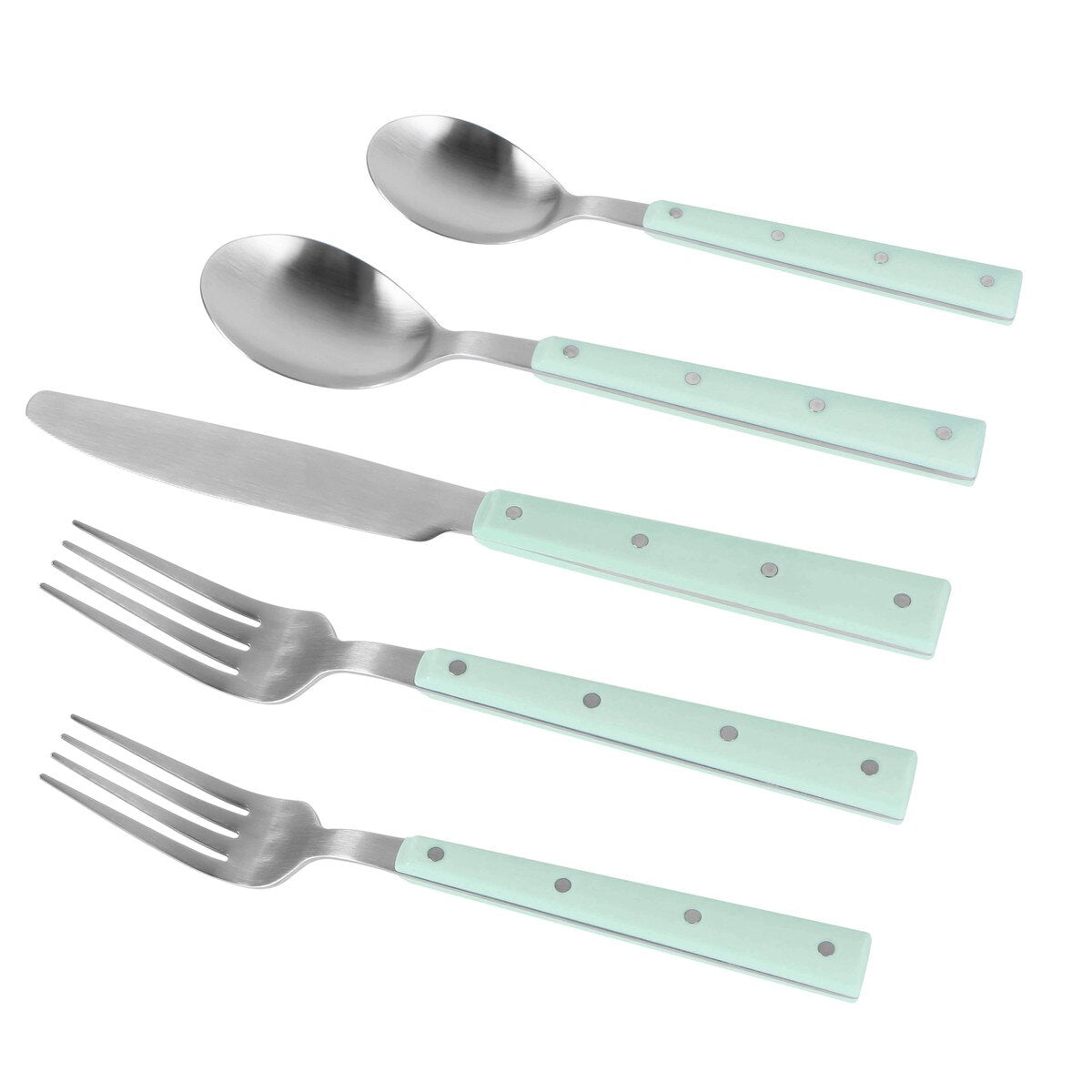 Soline Mint and Stainless Steel Flatware - Set of 20 Pieces