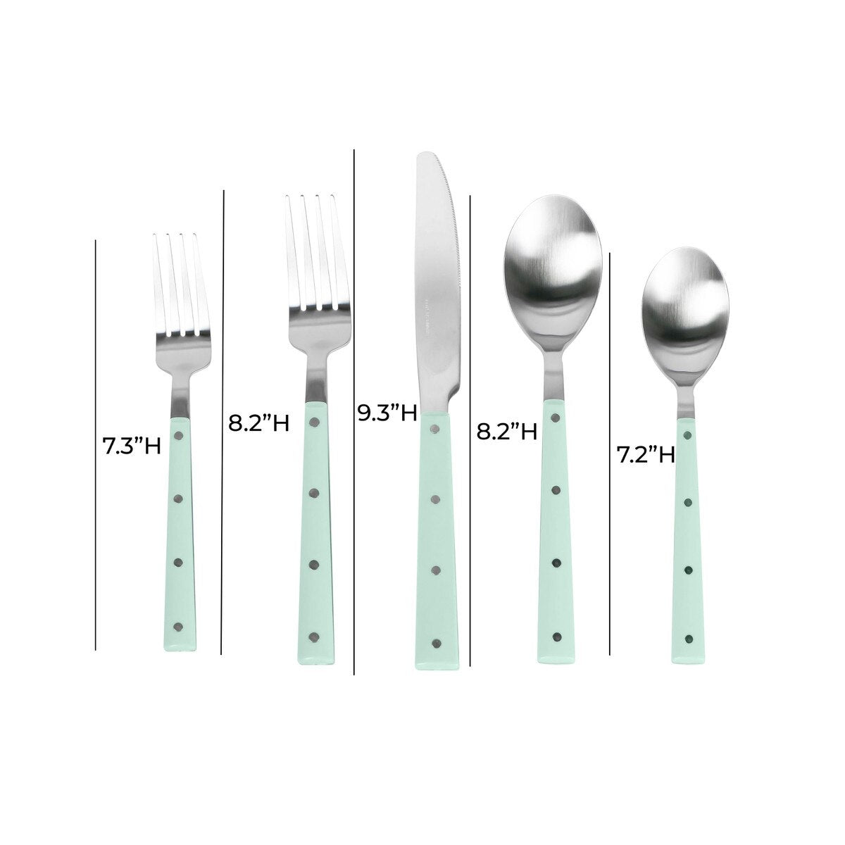 Soline Mint and Stainless Steel Flatware - Set of 20 Pieces