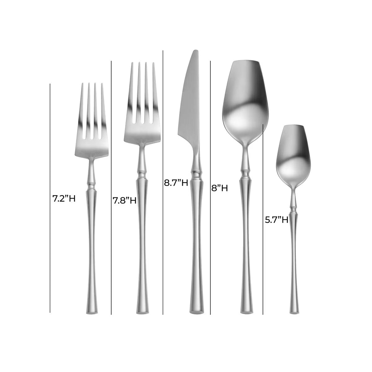 Millie Brushed Silver Stainless Steel Flatware - Set of 20 Pieces