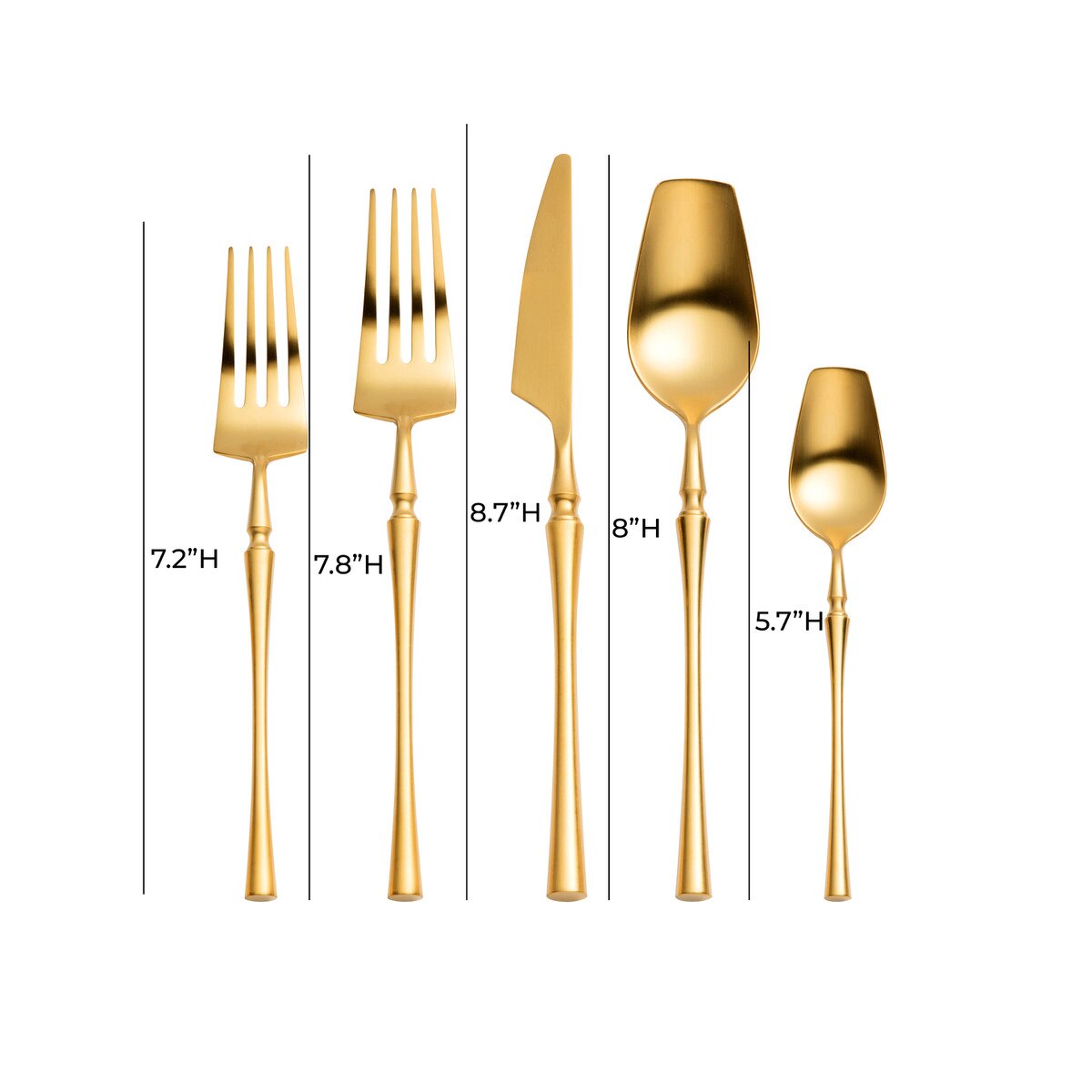 Millie Brushed Gold Stainless Steel Flatware - Set of 20 Pieces