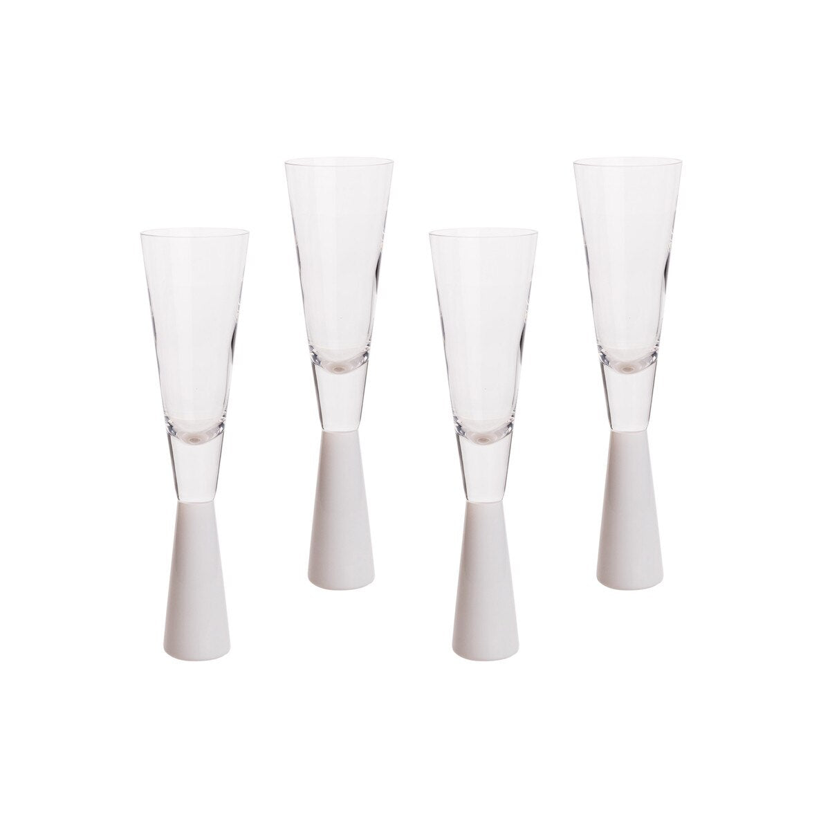 Flute White Champagne Glasses - Set of 4