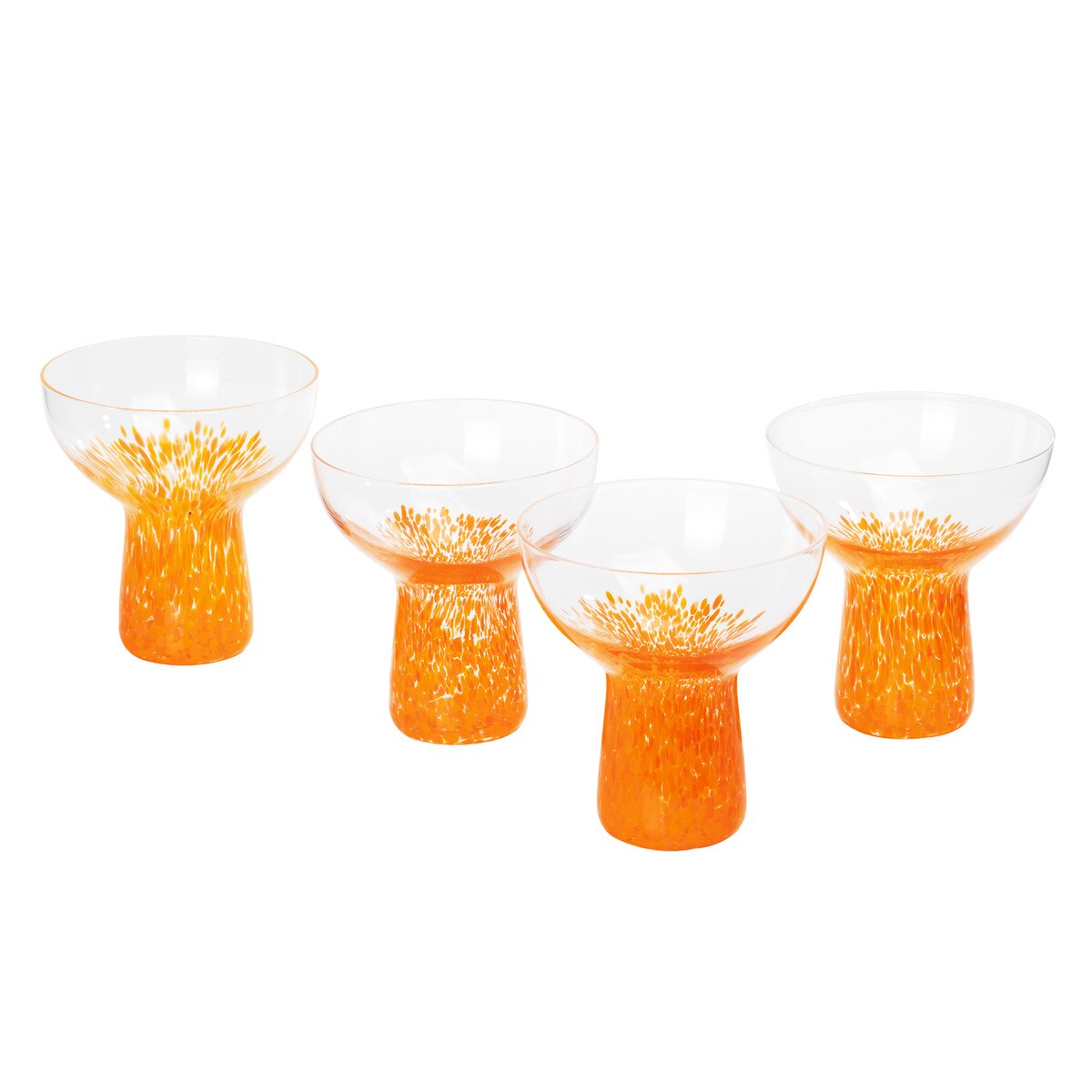 Dottie Clear Orange Dots Cocktail Glass - Set of 4