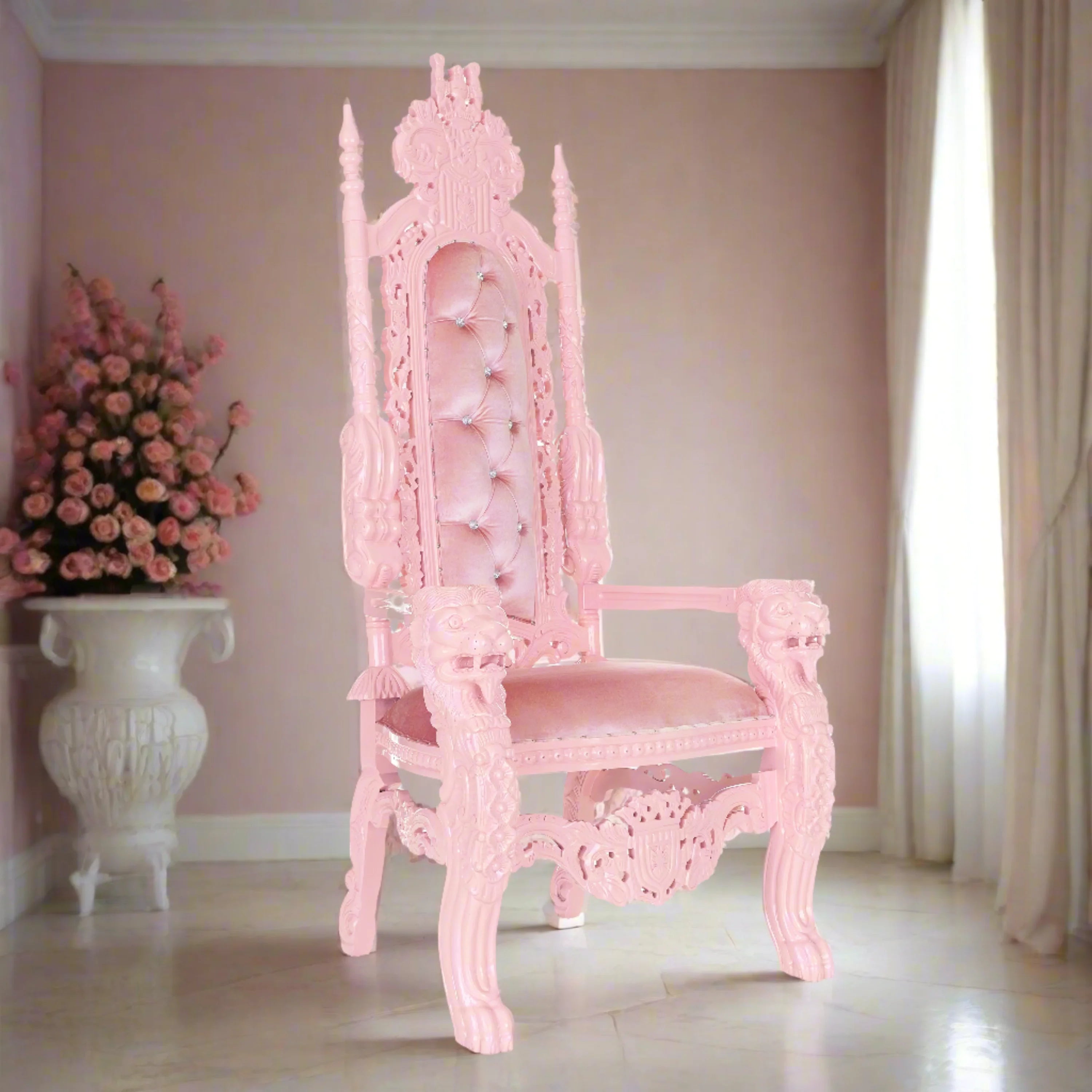 King David Lion Throne Chair - Velvet