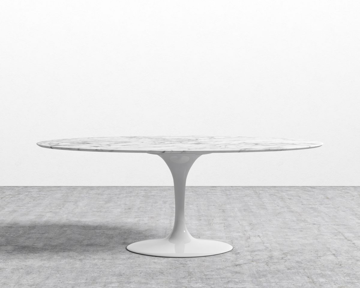 Tulip Table Oval - Carrara White Marble