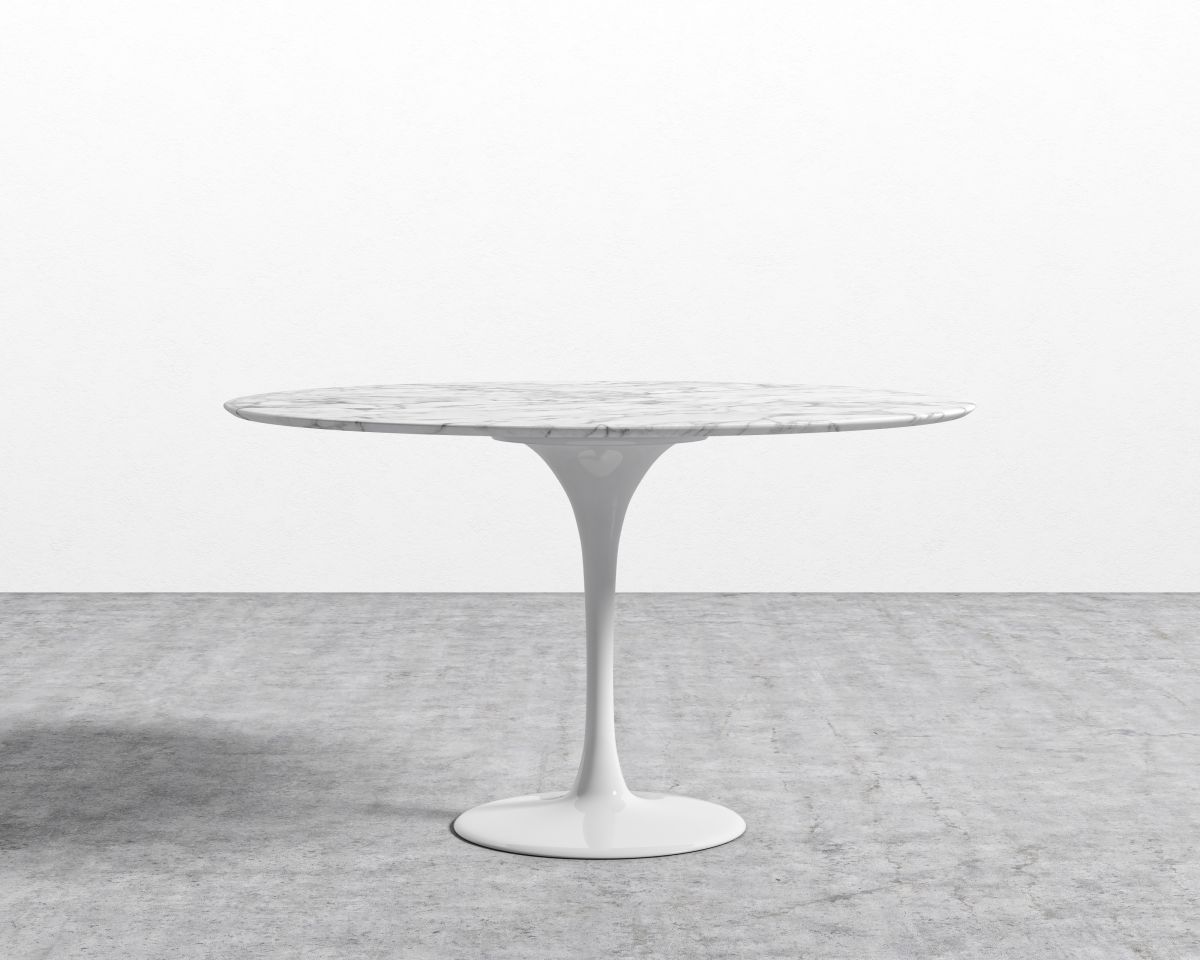 Tulip Table Round - Carrara White Marble