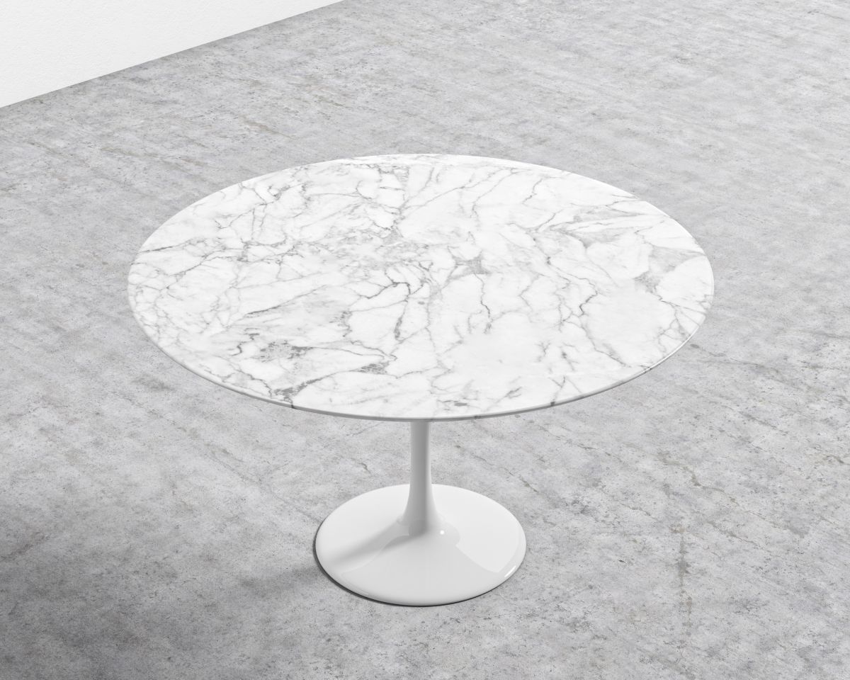 Tulip Table Round - Carrara White Marble