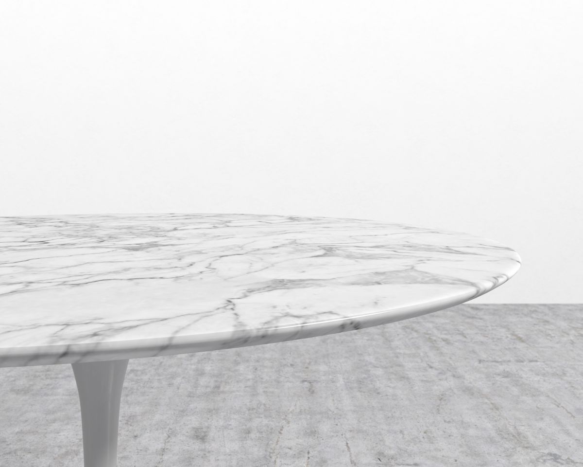 Tulip Table Round - Carrara White Marble