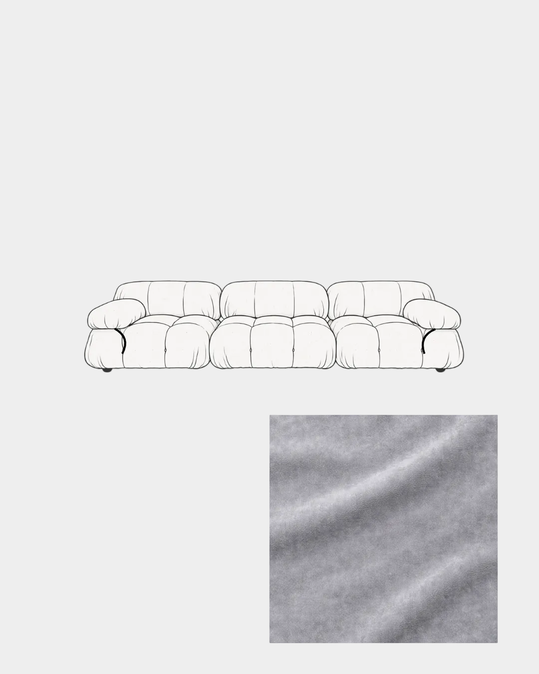 Mario Bellini Three-Seater Velvet Sofa