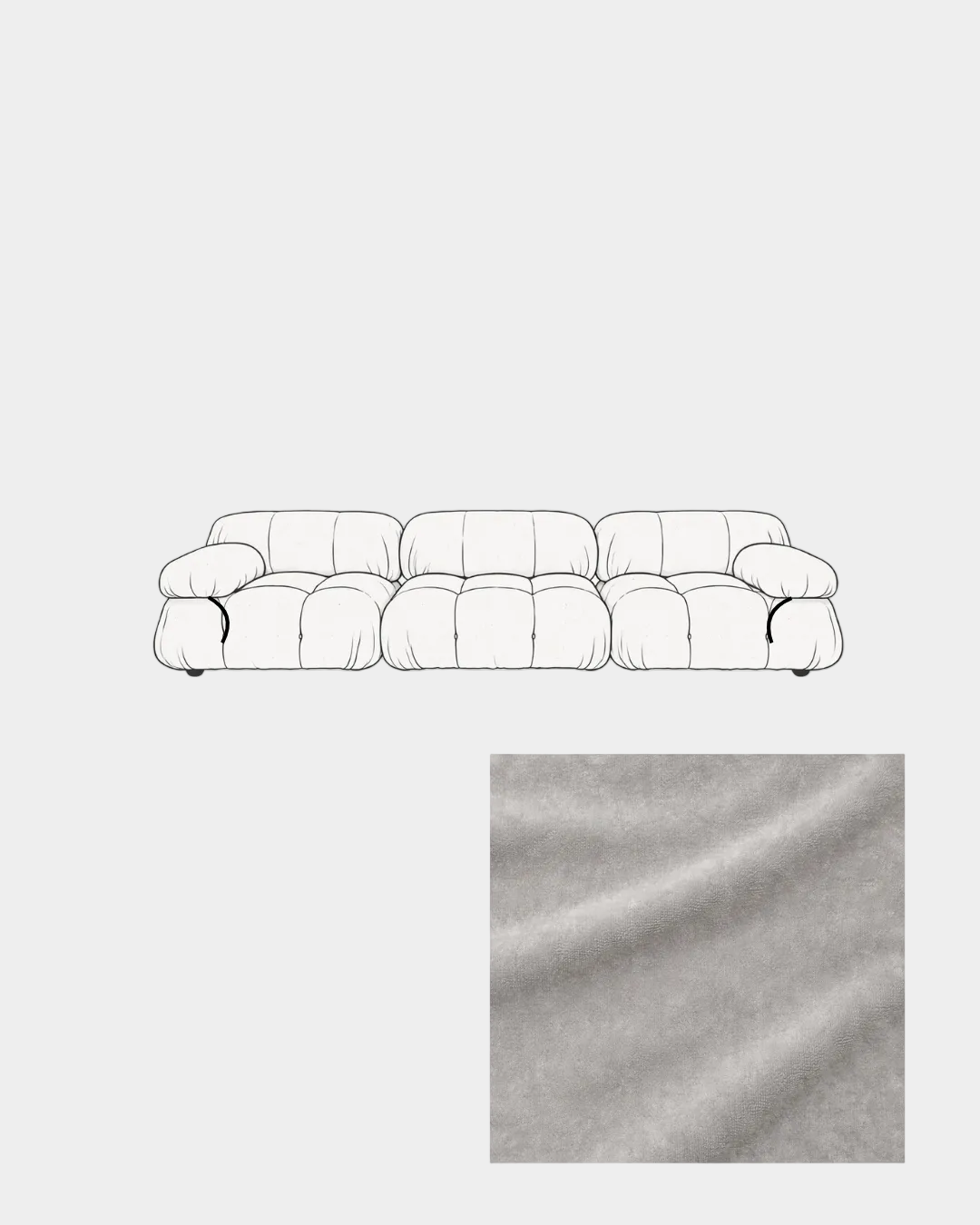 Mario Bellini Three-Seater Velvet Sofa