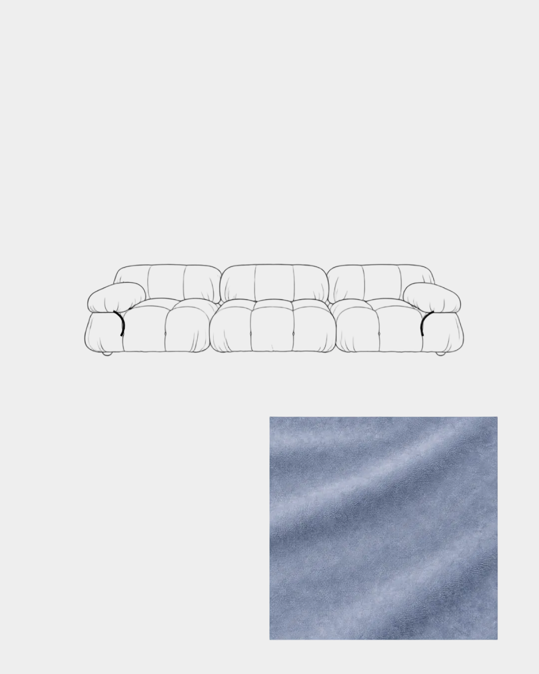 Mario Bellini Three-Seater Velvet Sofa