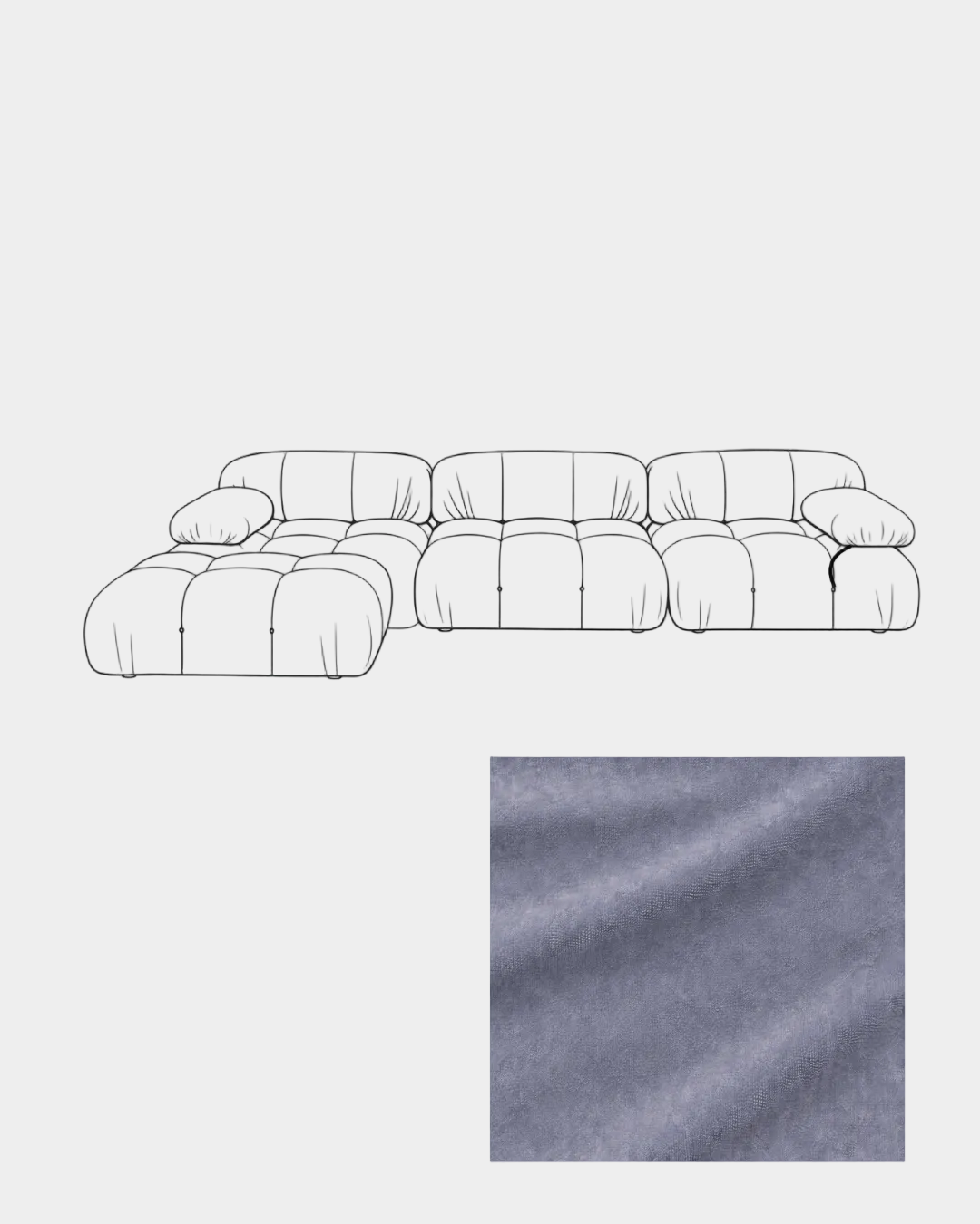 Mario Bellini Velvet Sofa with Ottoman