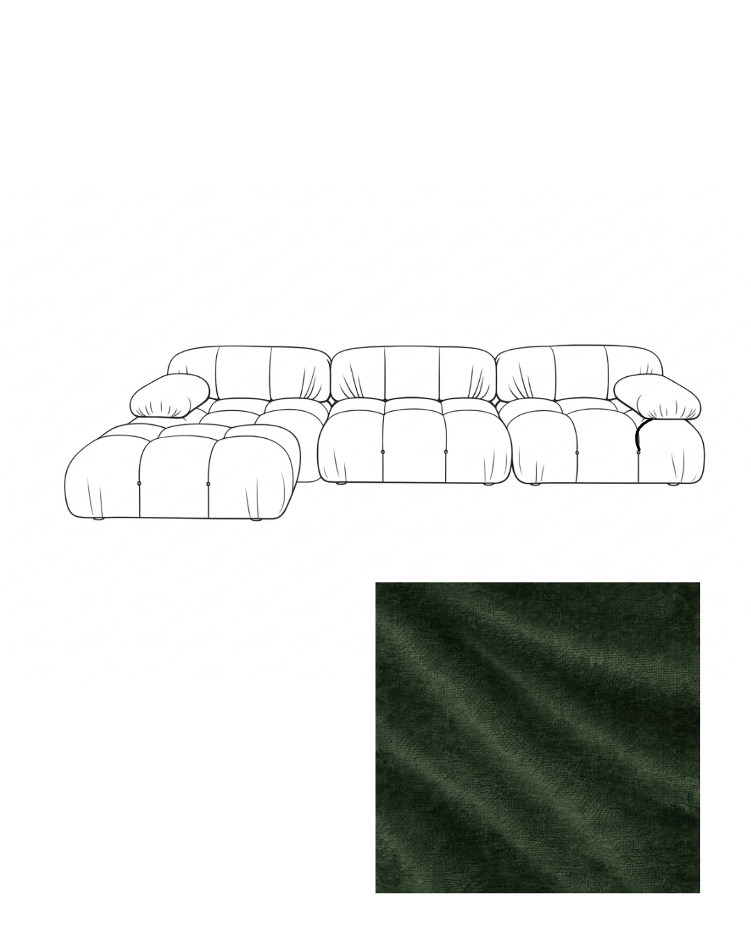 Mario Bellini Velvet Sofa with Ottoman