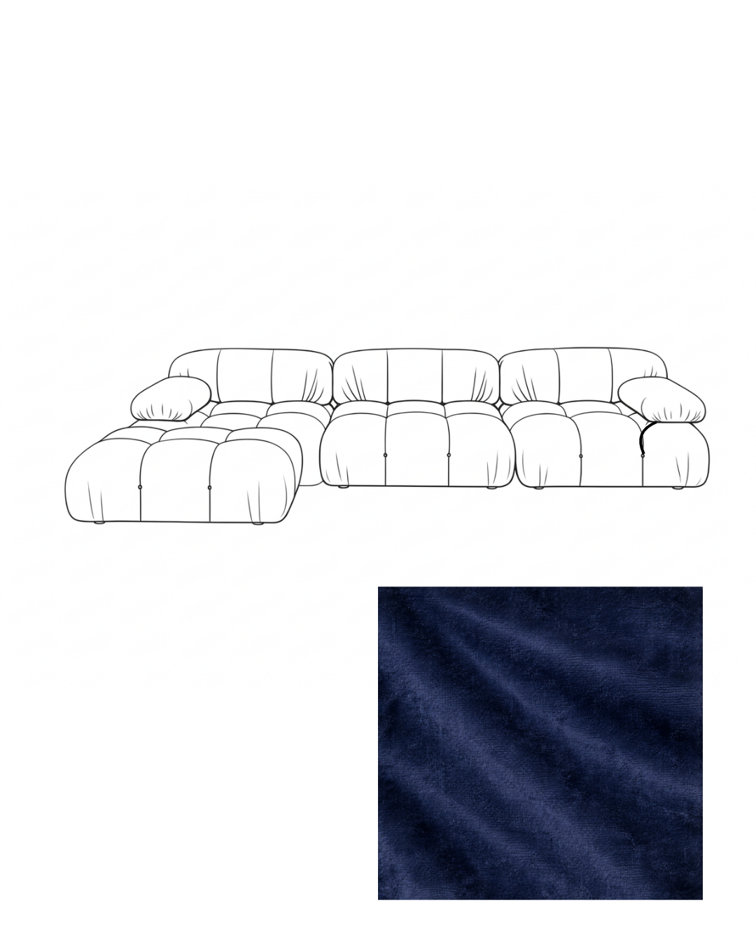 Mario Bellini Velvet Sofa with Ottoman