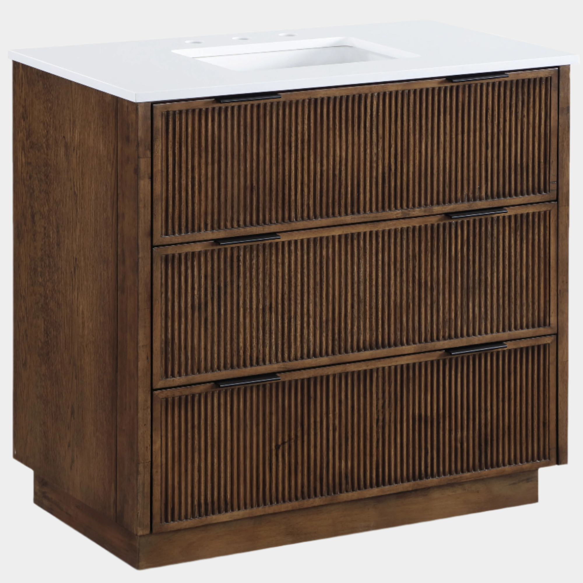 Willard 36" White Engineered Stone And Solid Wood Bathroom Vanity