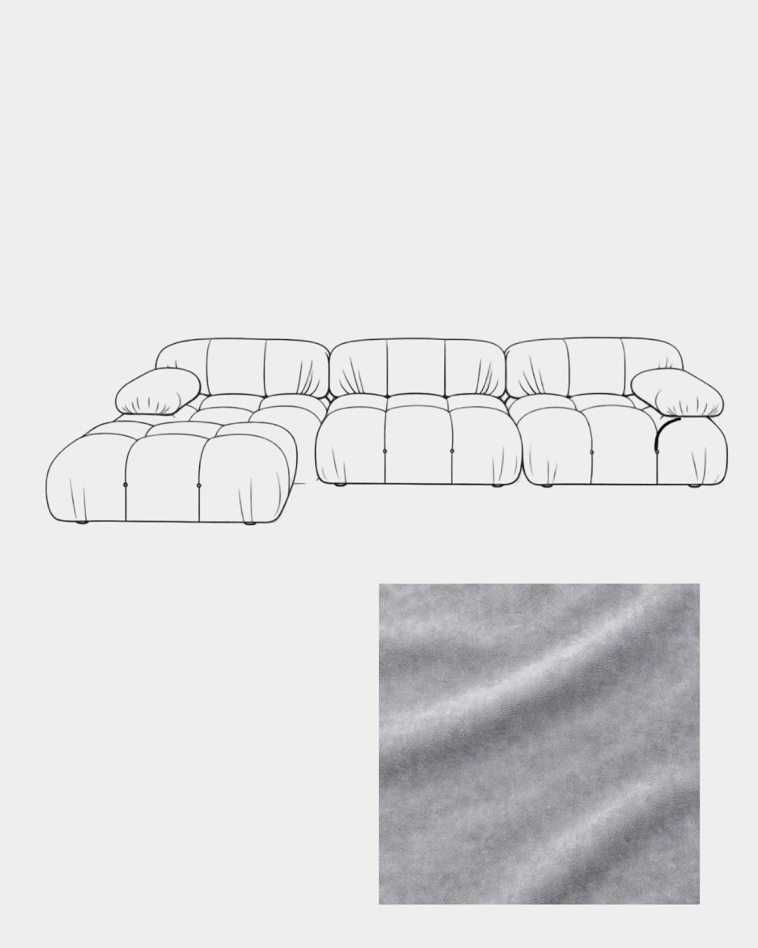 Mario Bellini Velvet Sofa with Ottoman