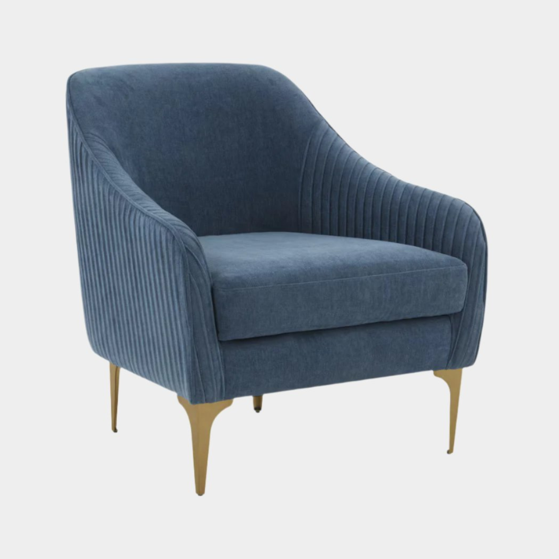 Serena Blue Velvet Accent Chair with Brass Legs