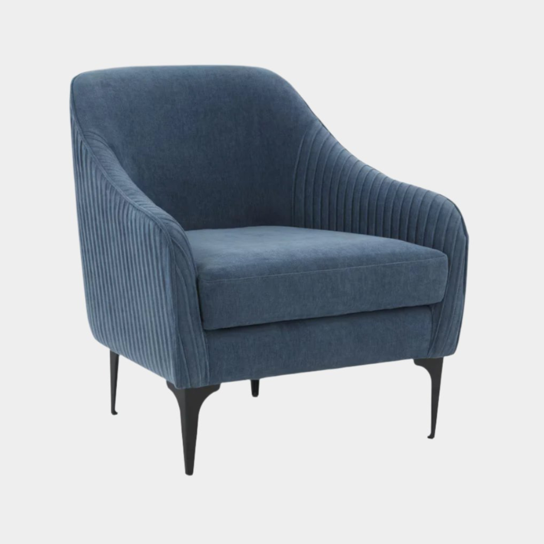 Chaise d'appoint Serena en velours bleu avec pieds noirs 