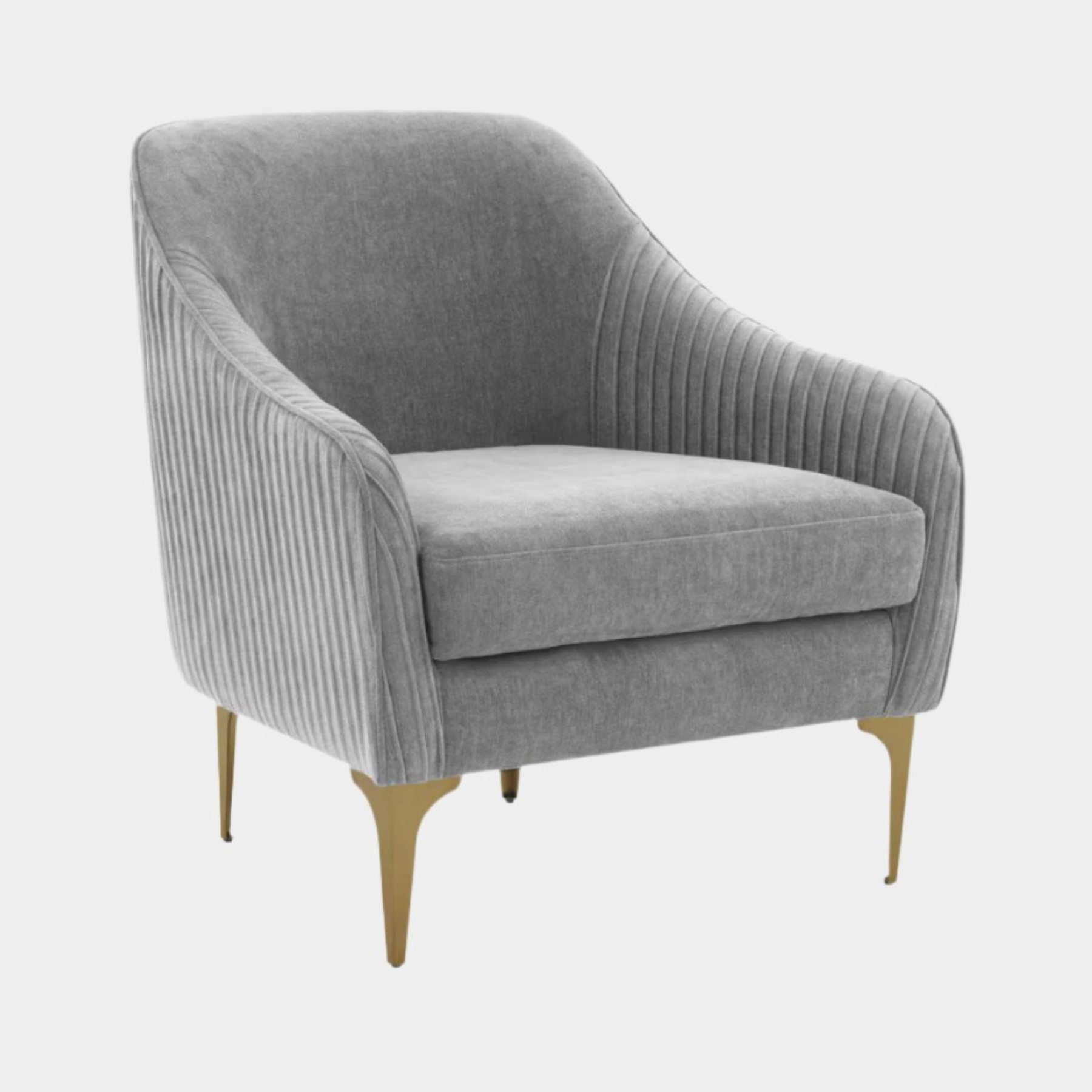 Serena Gray Velvet Accent Chair with Brass Legs