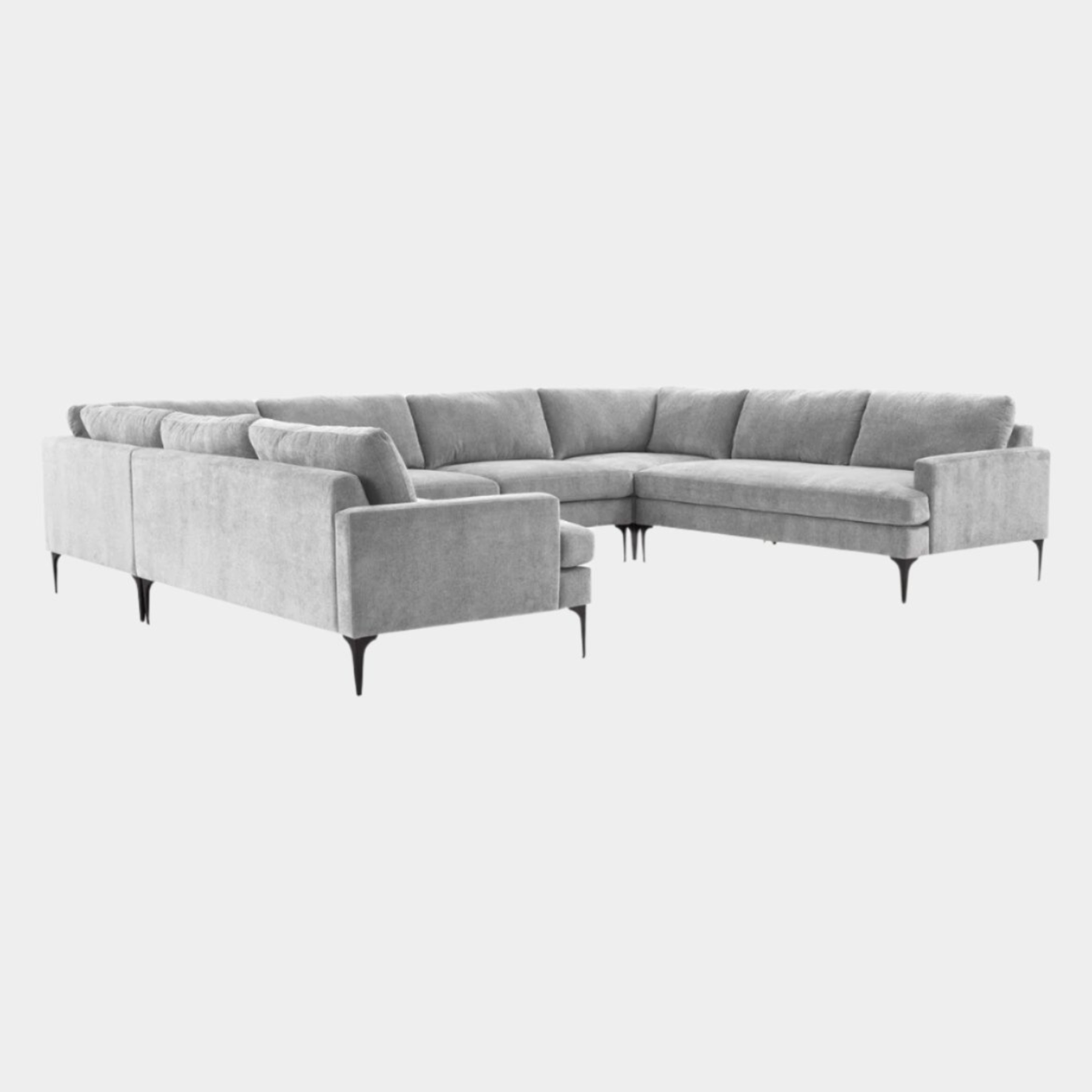 Serena Gray Velvet U-Sectional with Black Legs