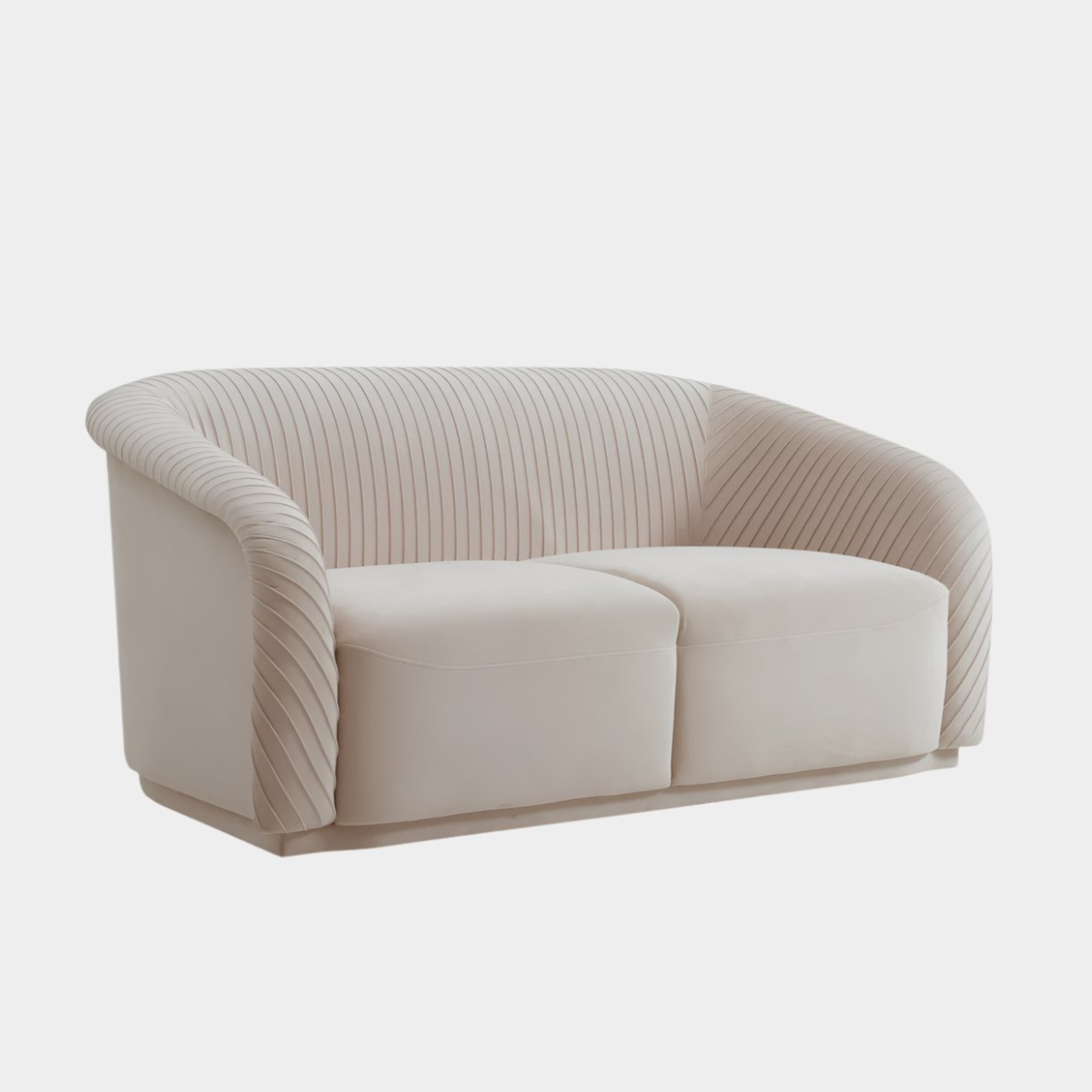 Yara Pleated Beige Velvet Loveseat By Inspire Me! Home Decor