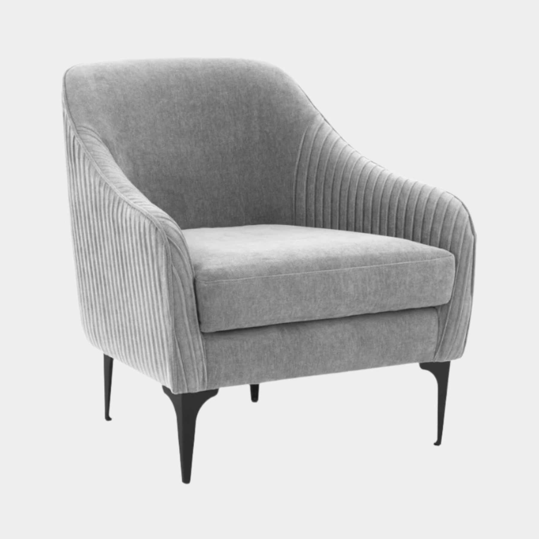 Serena Gray Velvet Accent Chair with Black Legs