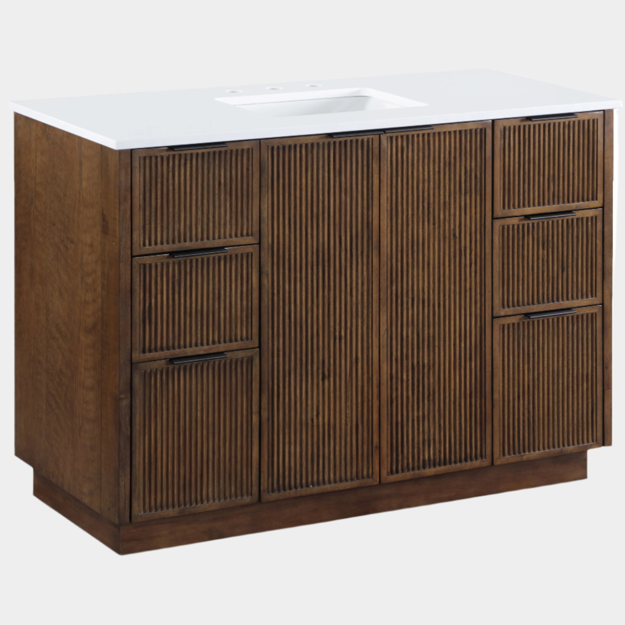 Willard 48" White Engineered Stone And Solid Wood Bathroom Vanity
