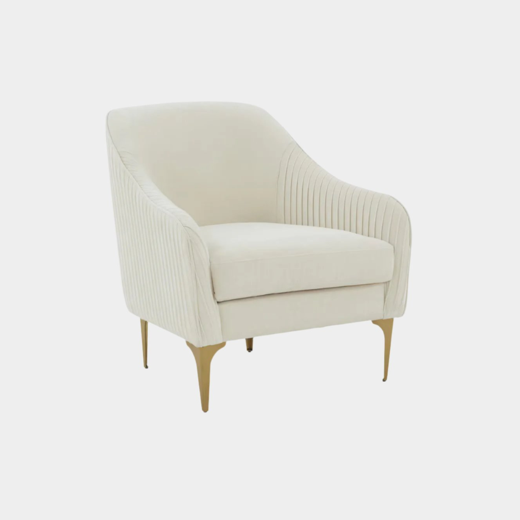 Serena Cream Velvet Accent Chair with Brass Legs