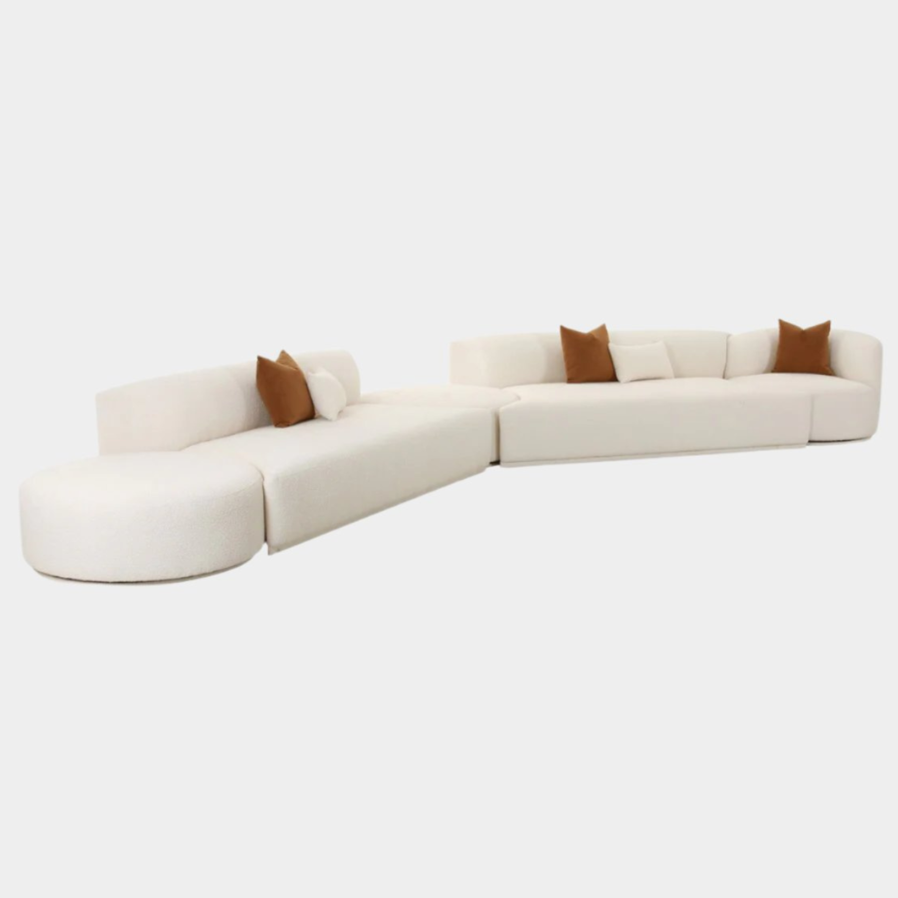 Chaise sectionnelle modulaire 5 pièces Fickle Cream Boucle 