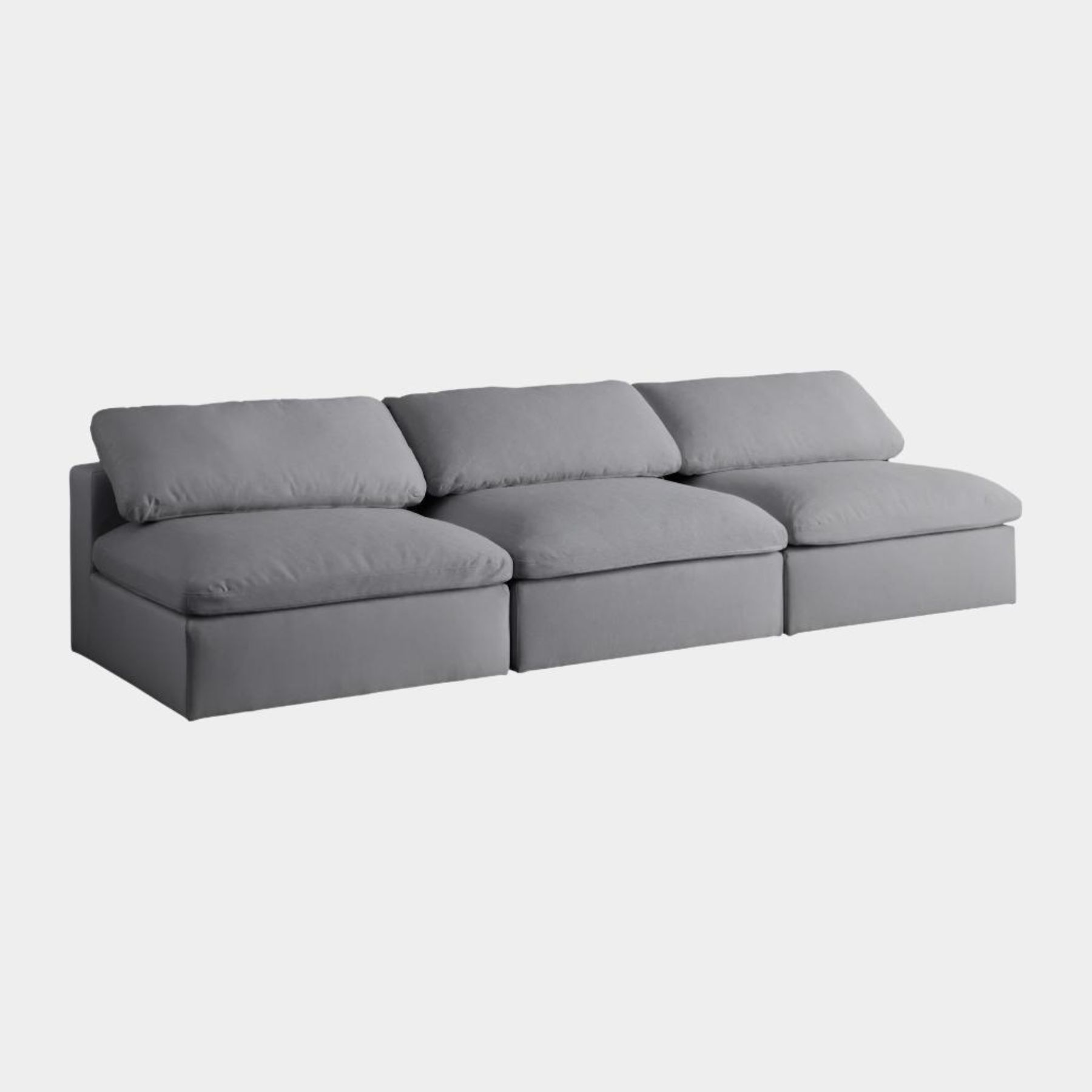 Serene Linen Textured Fabric Deluxe Comfort Modular Armless Sofa