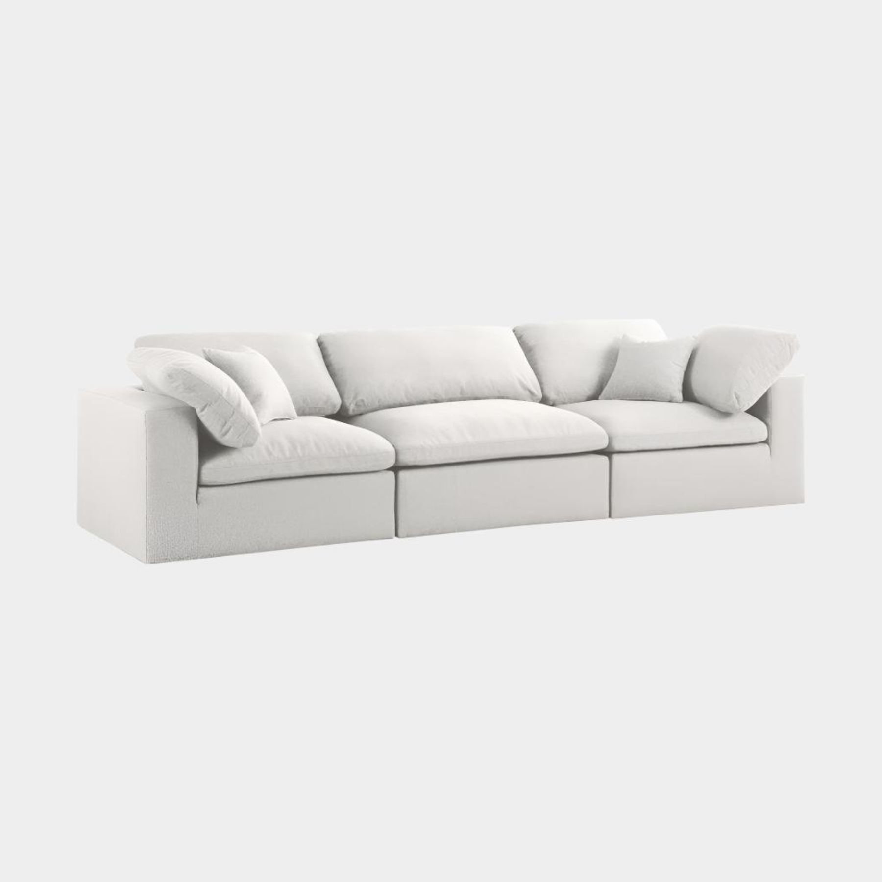 Serene Linen Textured Fabric Deluxe Comfort Modular Sofa