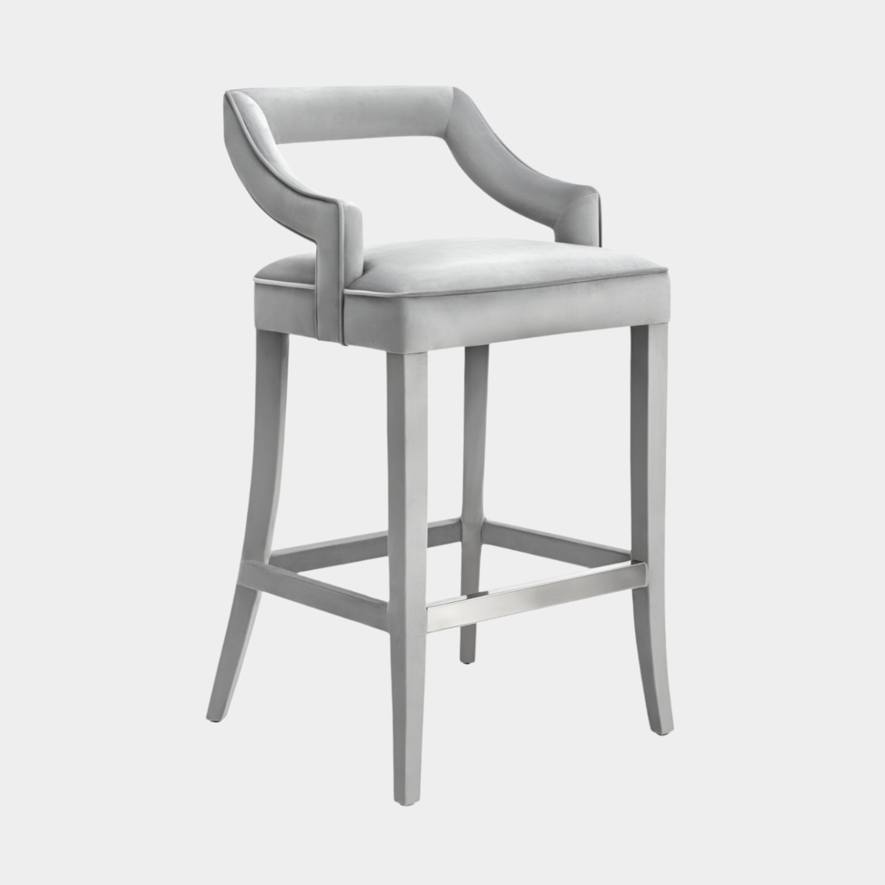 Tiffany Grey Velvet Counter Stool