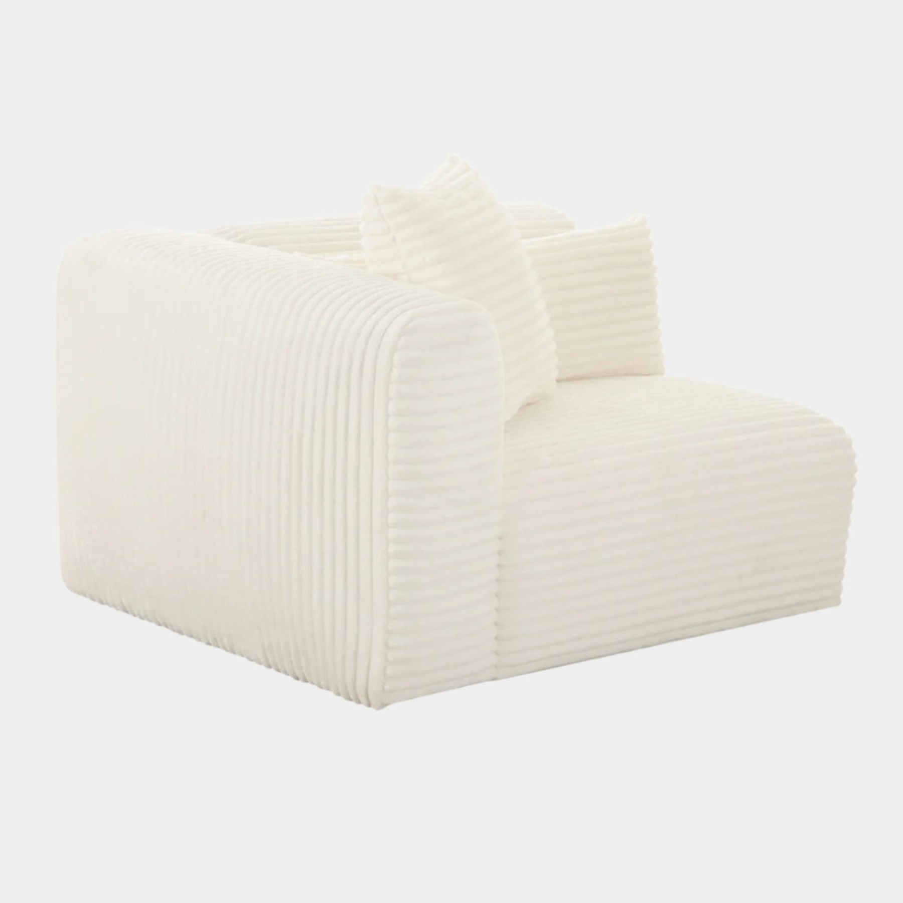 Tarra Fluffy Oversized Cream Corduroy Modular Corner Chair