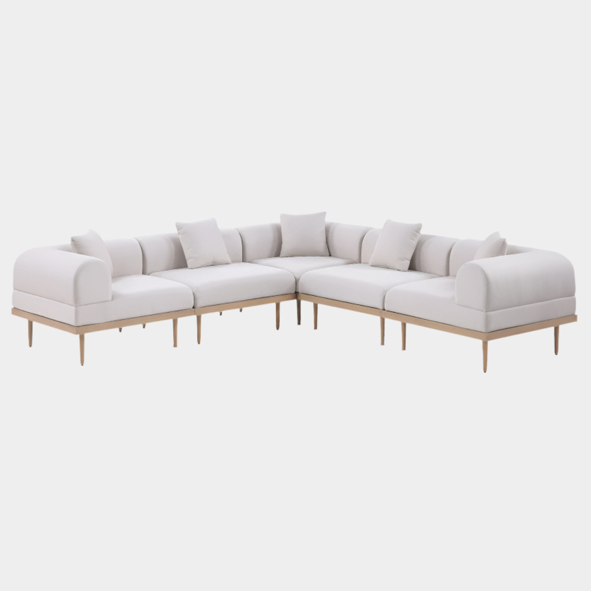Laguna 106.5" Resilient Water Resistant Fabric Upholstered Outdoor Patio 5pc. Modular Sectional