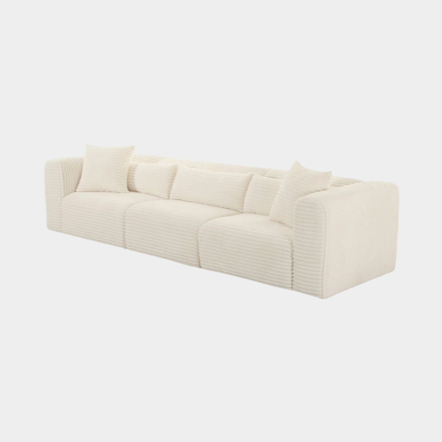 Tarra Fluffy Oversized Cream Corduroy Modular Sofa