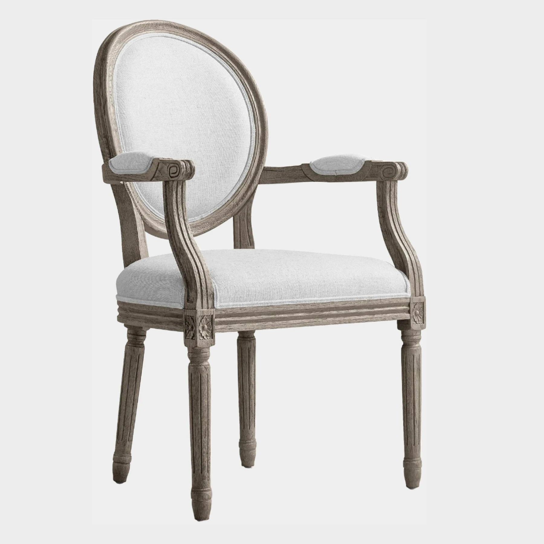 Fauteuil de salle à manger rond en tissu français vintage