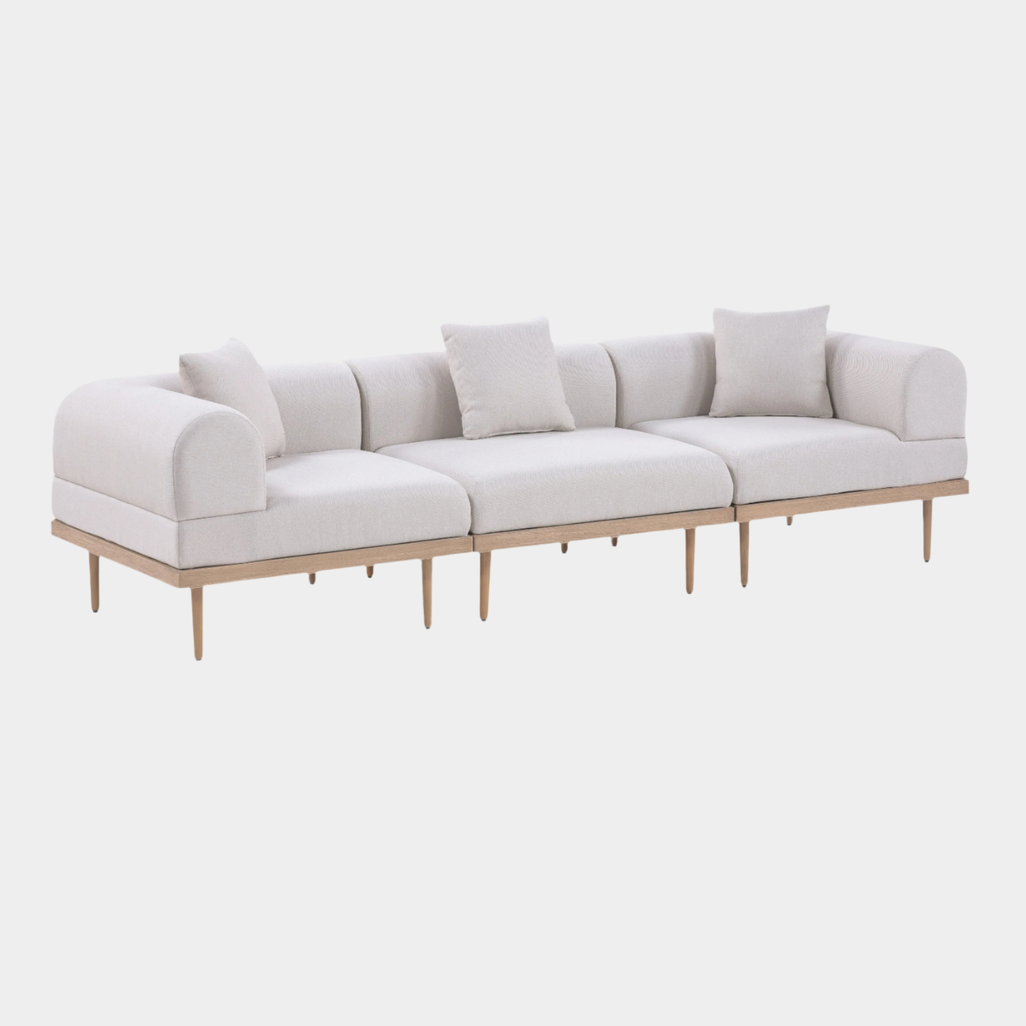 Laguna Resilient Water Resistant Fabric Upholstered Outdoor Patio 3pc. Modular Sofa