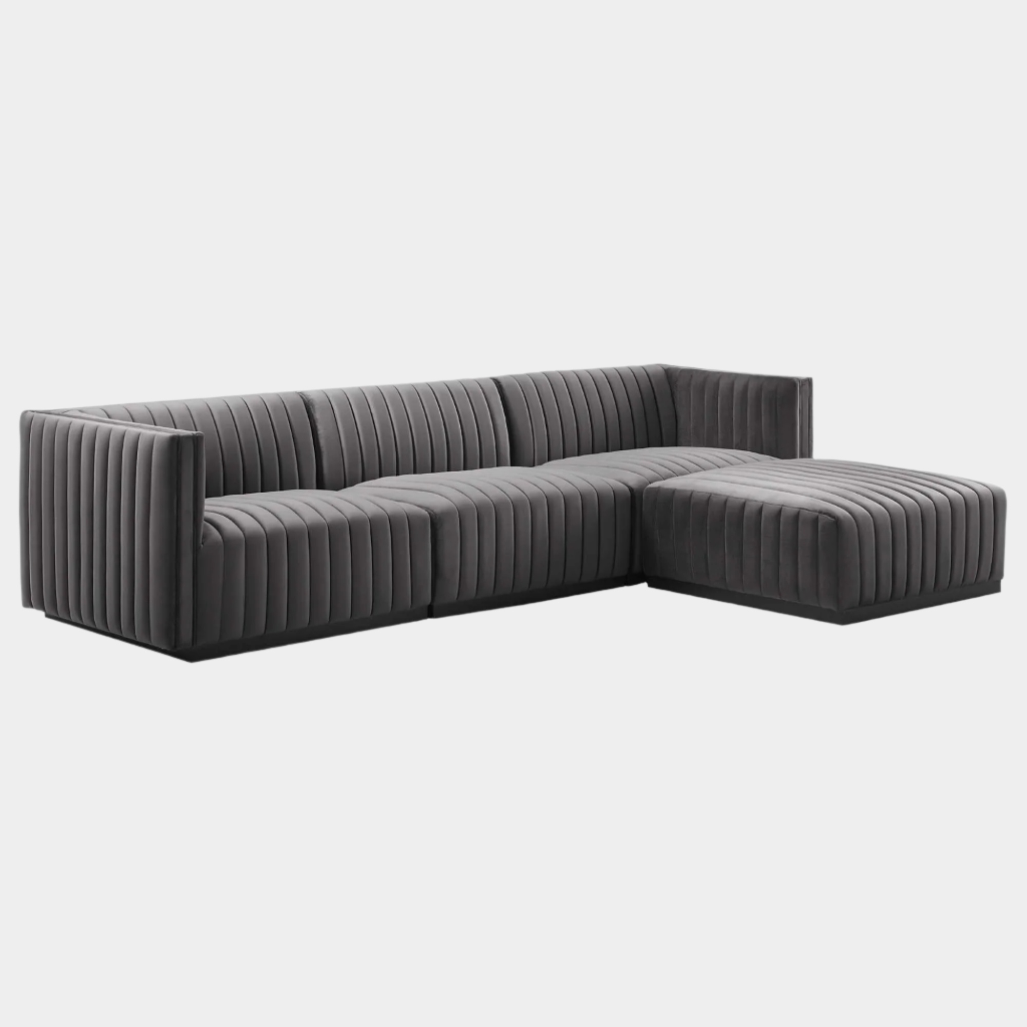 Conjure Channel Tufted Performance Velvet 4-Piece Sectional