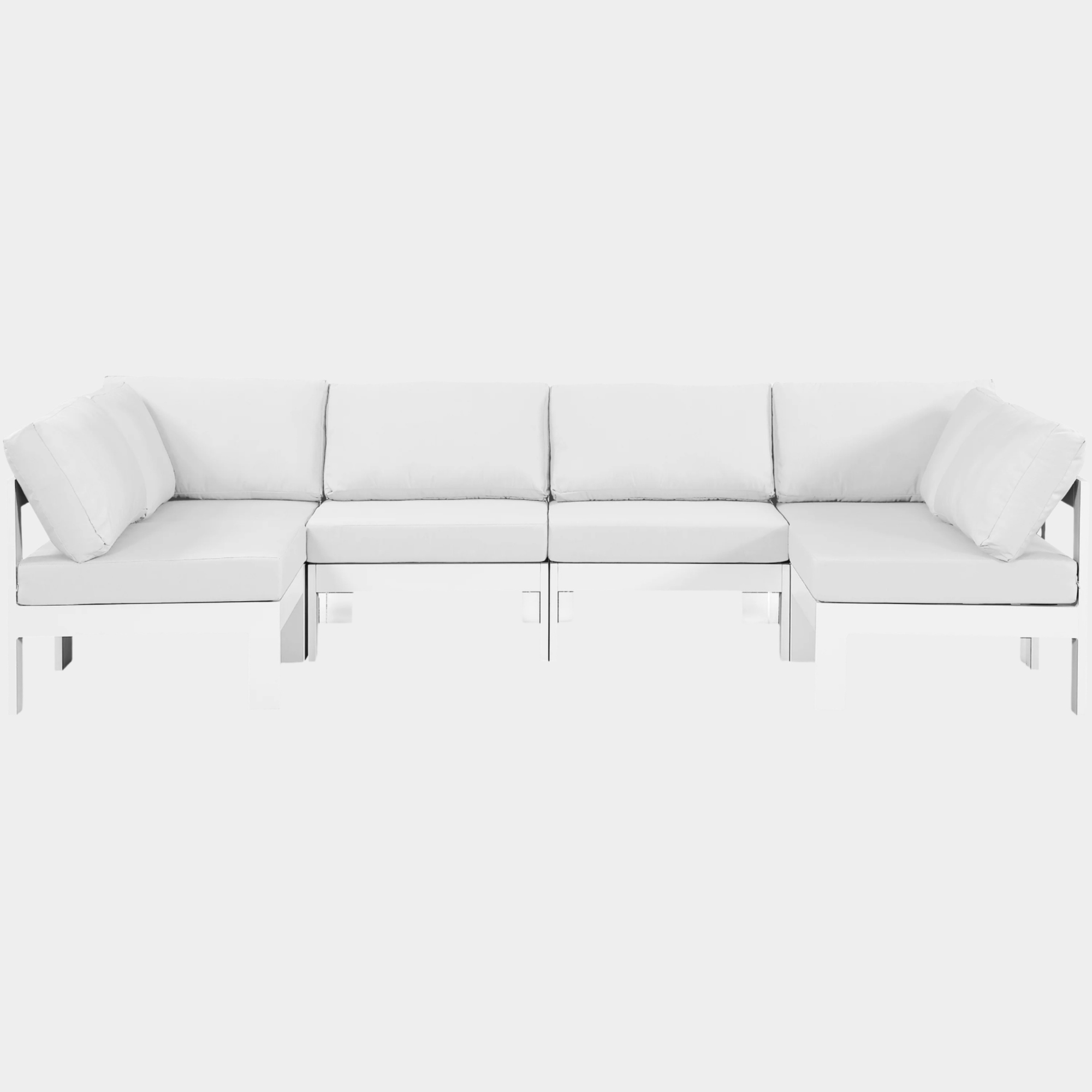 Nizuc 120" Water Resistant Fabric Upholstered Outdoor Patio 6pc. Modular Sectional