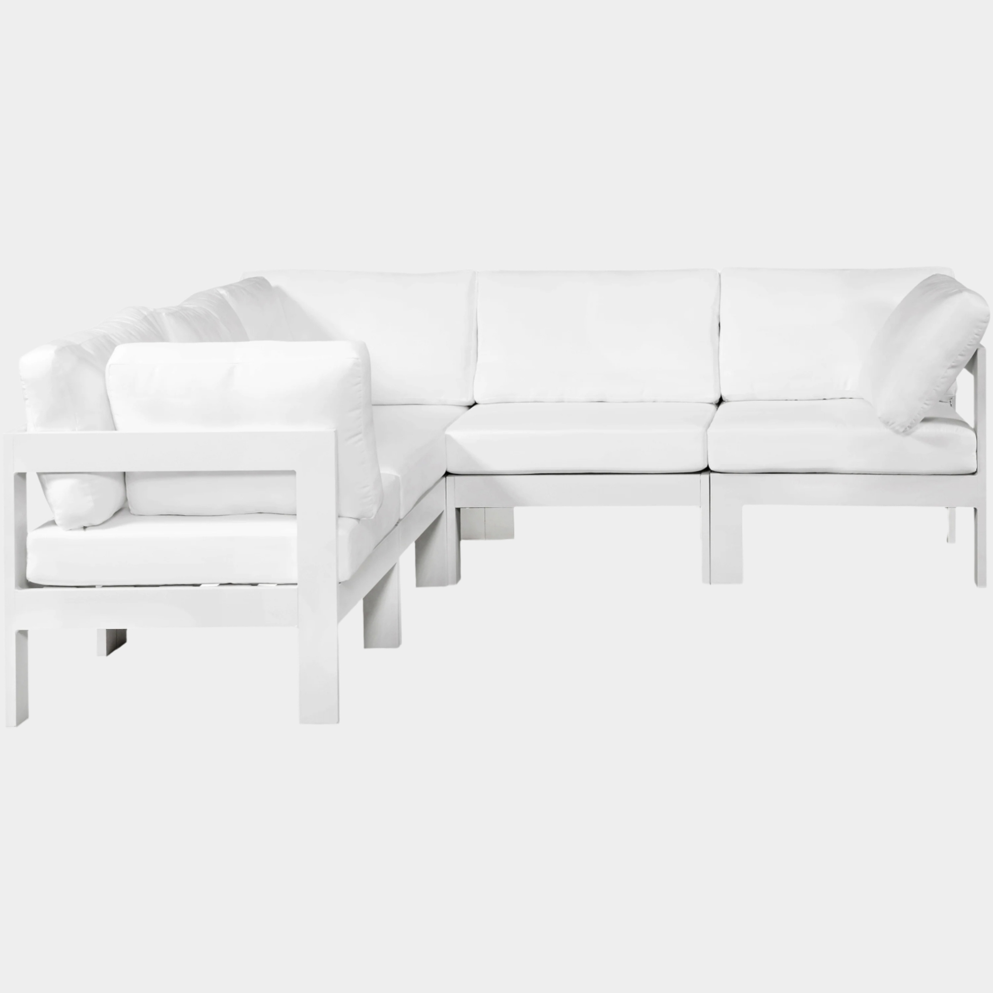 Nizuc 90" Water Resistant Fabric Upholstered Outdoor Patio 5pc. Modular Sectional