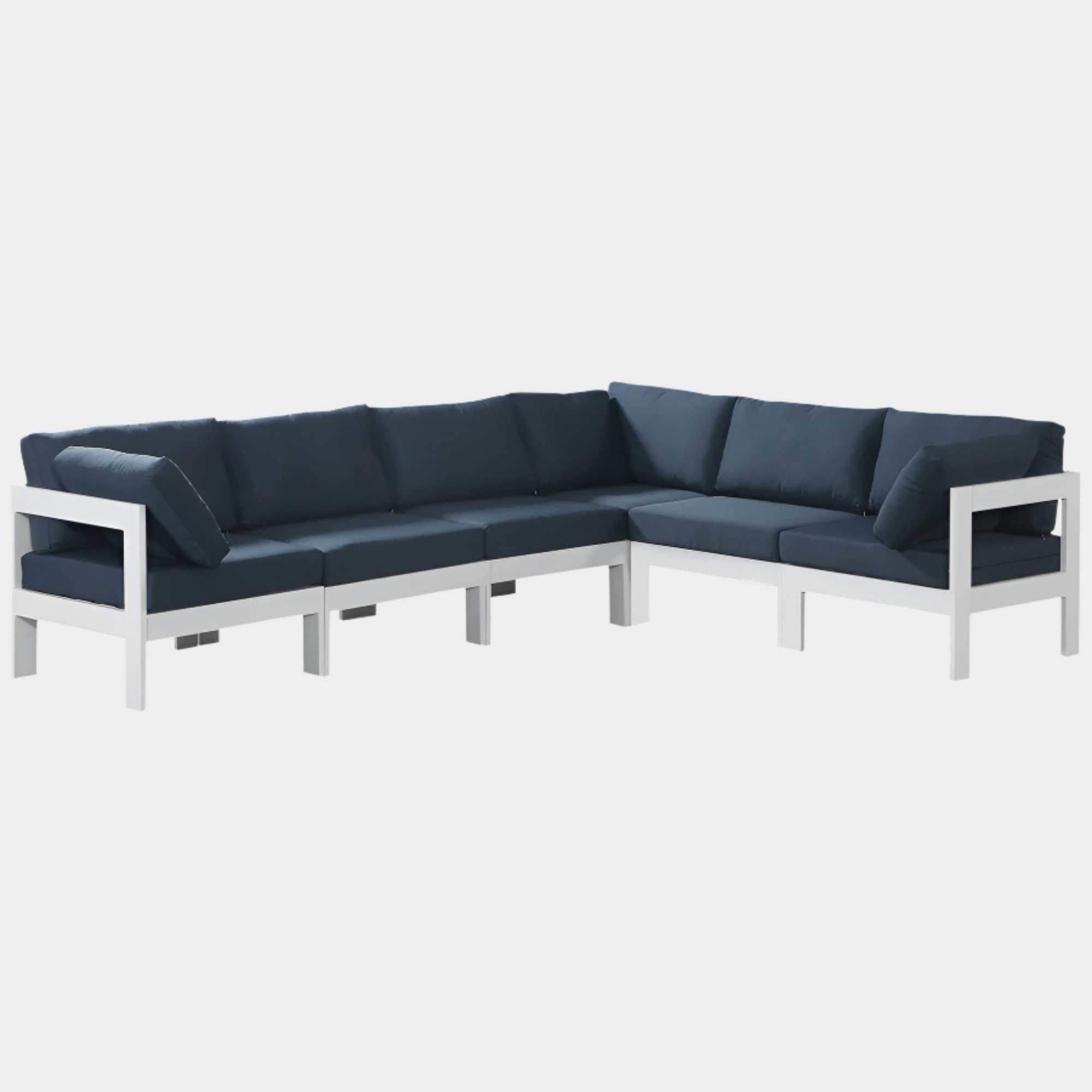 Nizuc 120" Water Resistant Fabric Upholstered Outdoor Patio 6pc. Modular Sectional