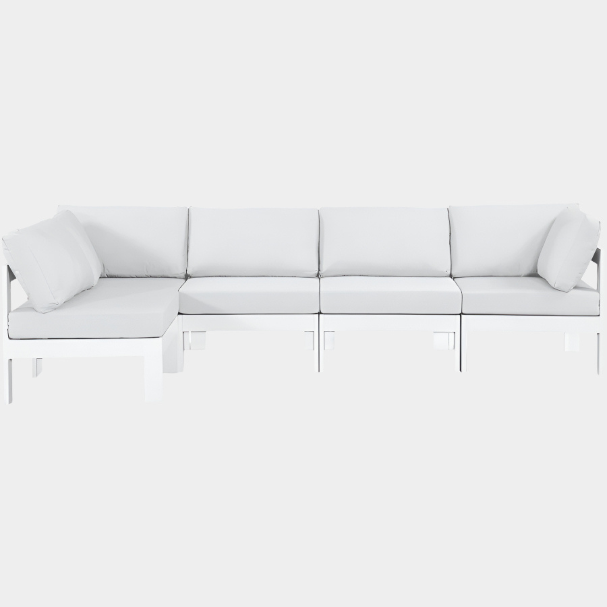 Nizuc 120" Water Resistant Fabric Upholstered Outdoor Patio 5pc. Modular Sectional