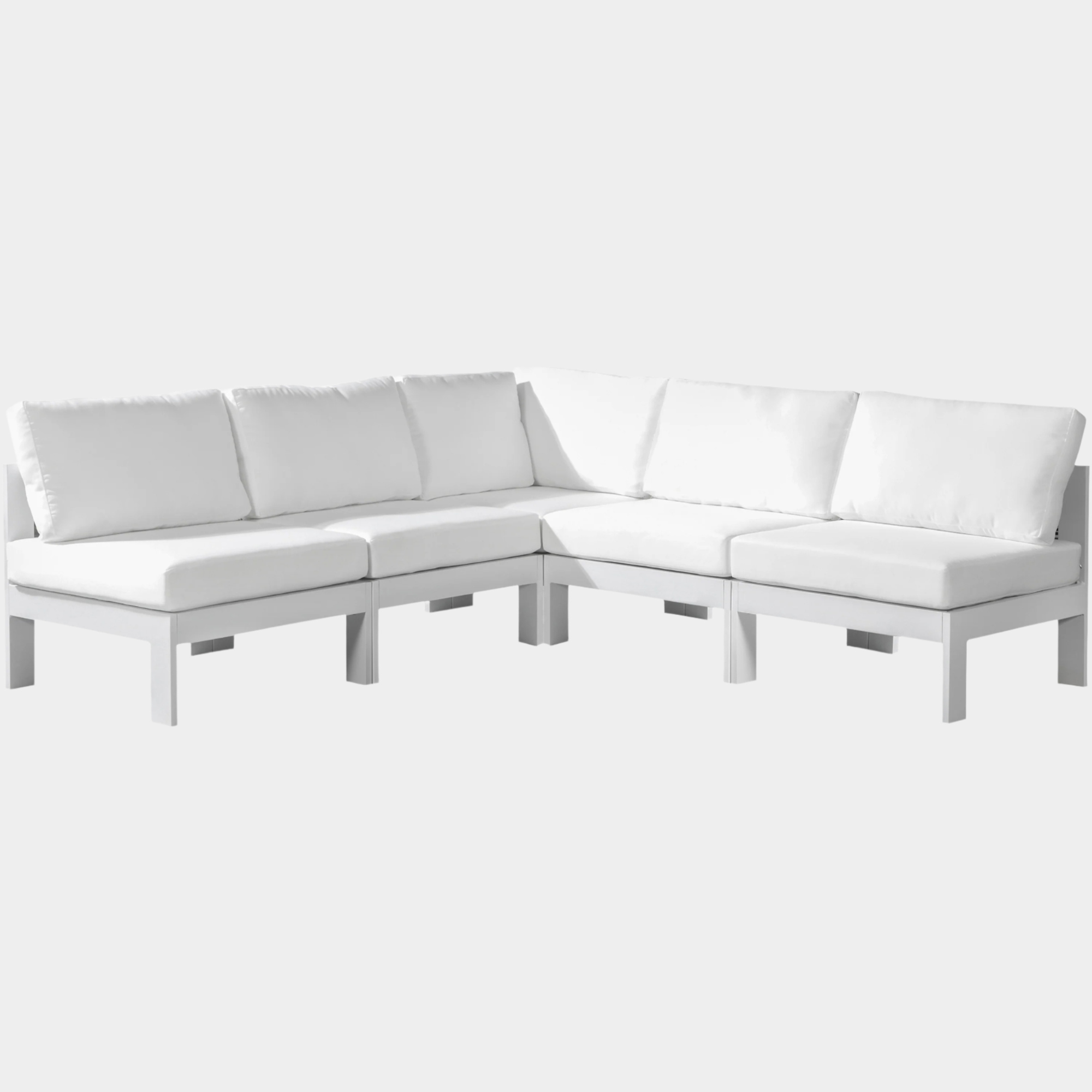 Nizuc 90" Water Resistant Fabric Upholstered Outdoor Patio 5pc. Modular Sectional