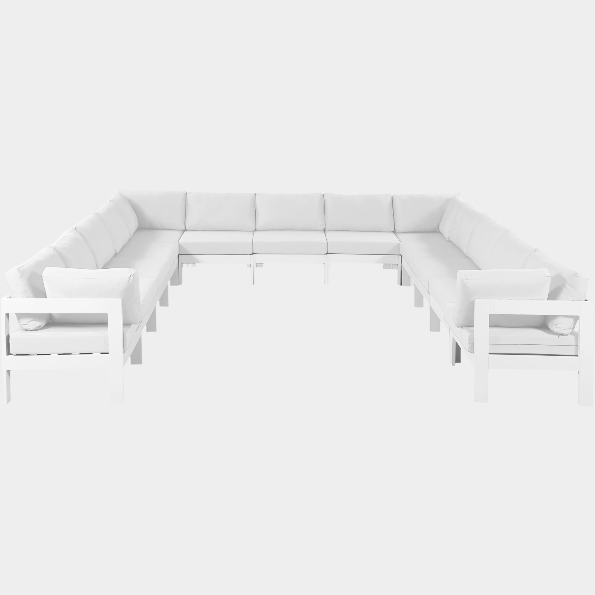 Nizuc 150" Water Resistant Fabric Upholstered Outdoor Patio 13pc. Modular Sectional