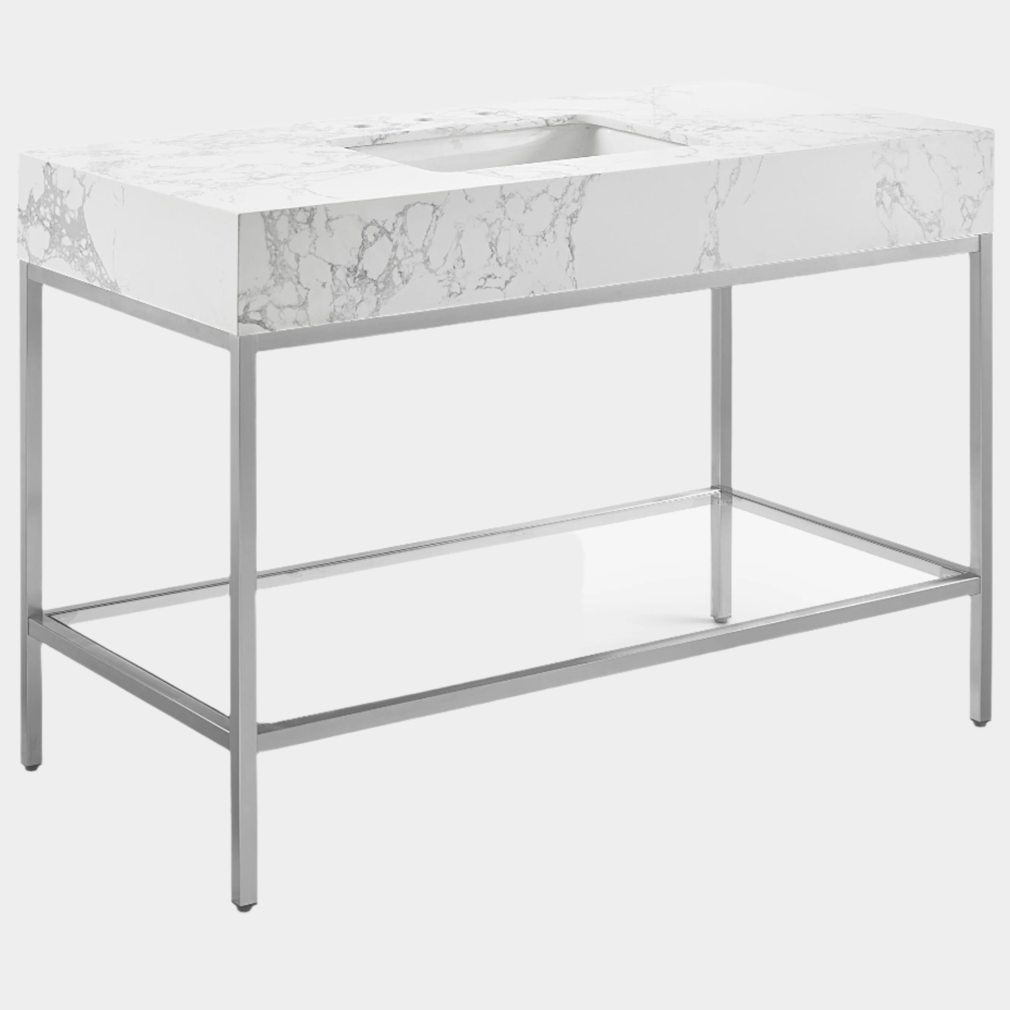 Marmo 48" Engineered Stone Top, Steel And Glass Base Vanity